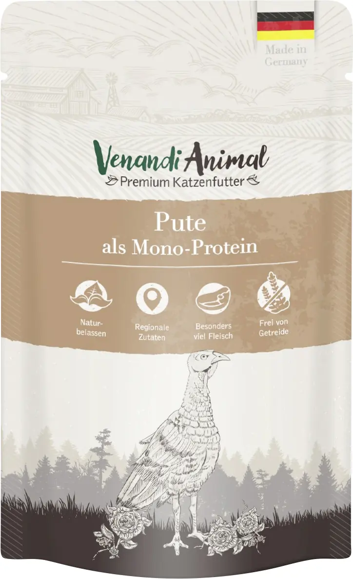 Venandi Katzennassfutter Adult getreidefrei 125 g Cat Mono Pute 