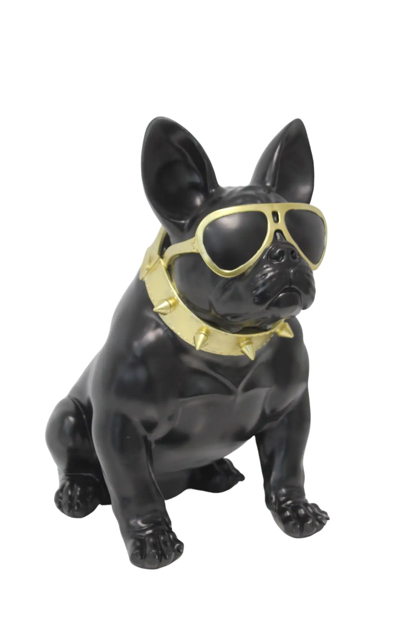 Figur Bulldogge mit Brille klein Polyresin 33 x 19 x 30 cm  schwarz