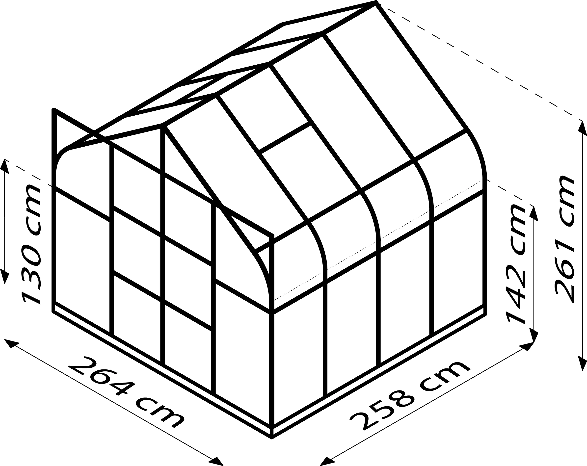 Vitava Gewächshaus Dione 6700 Alu 2,64 x 2,58 x 2,55 m
