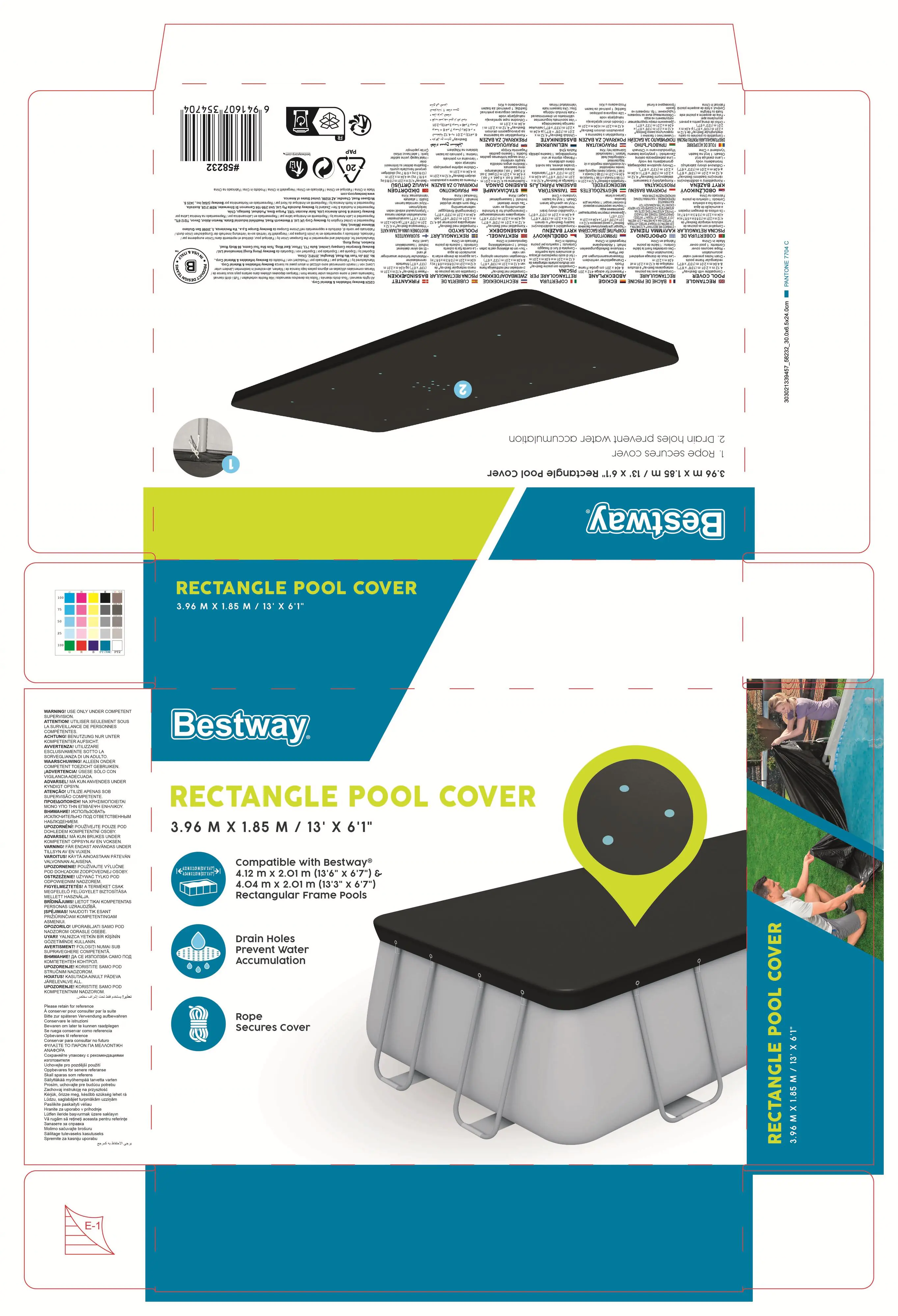 Bestway Flowclear PVC-Abdeckplane Maße: 396 x 185 / 412 x 201 cm