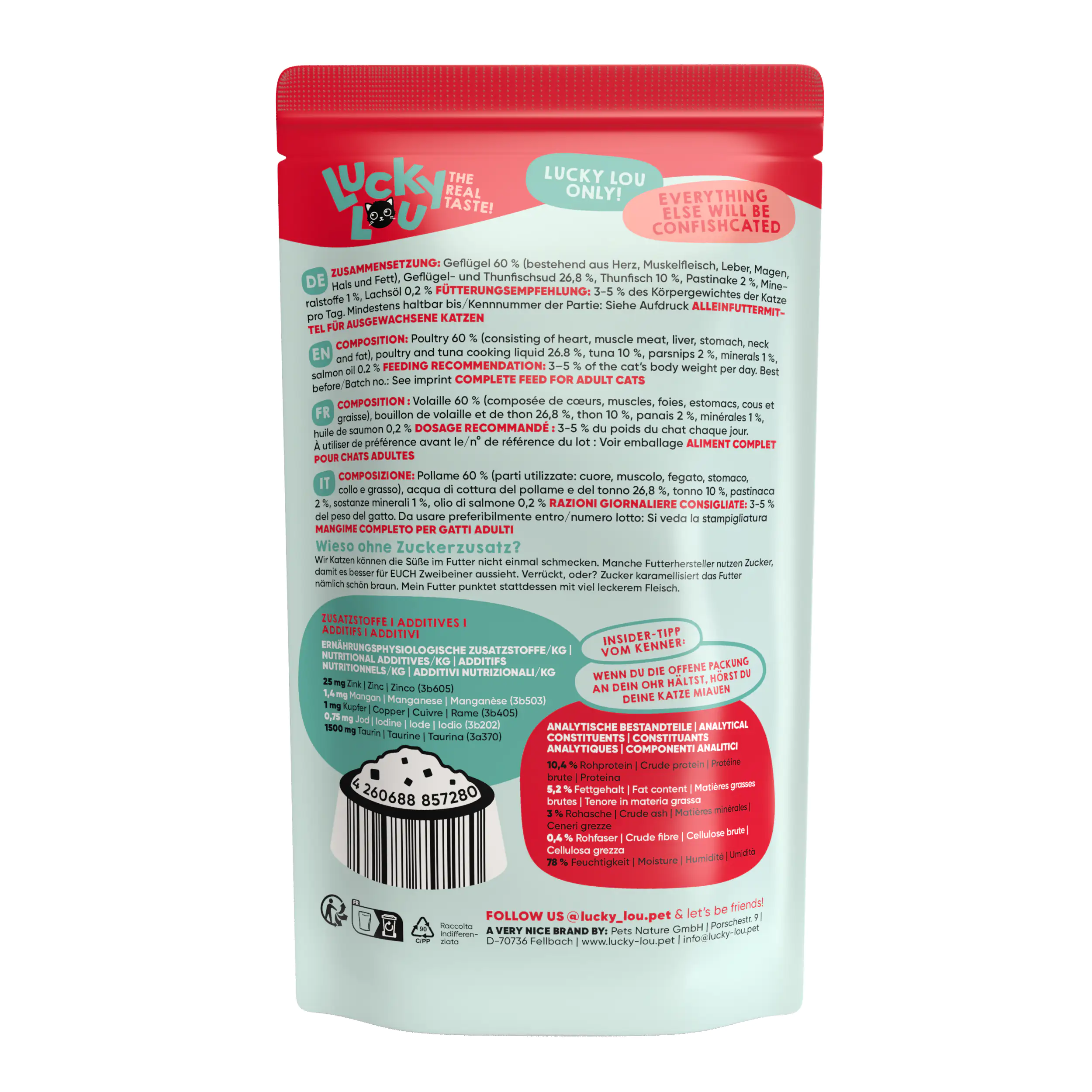 Lucky Lou Katzenfutter Geflügel und Thunfisch 125 g