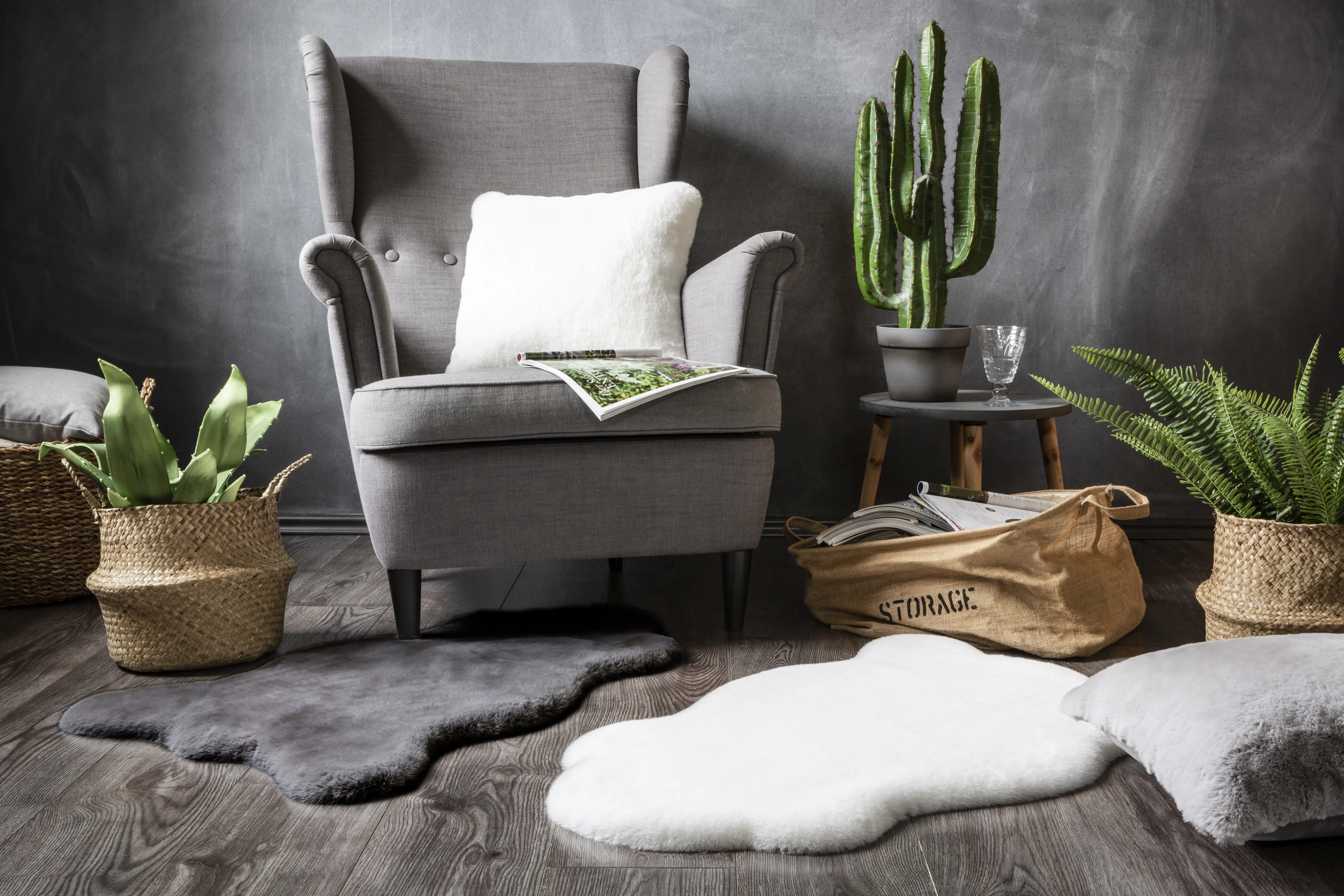 Andiamo Kunstfell Cingoli anthrazit, 55 x 80 cm