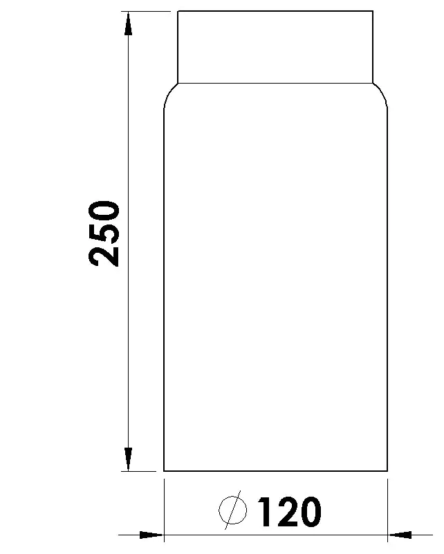 FireFix Ofenrohr Ø 120 mm, 25 cm, schwarz