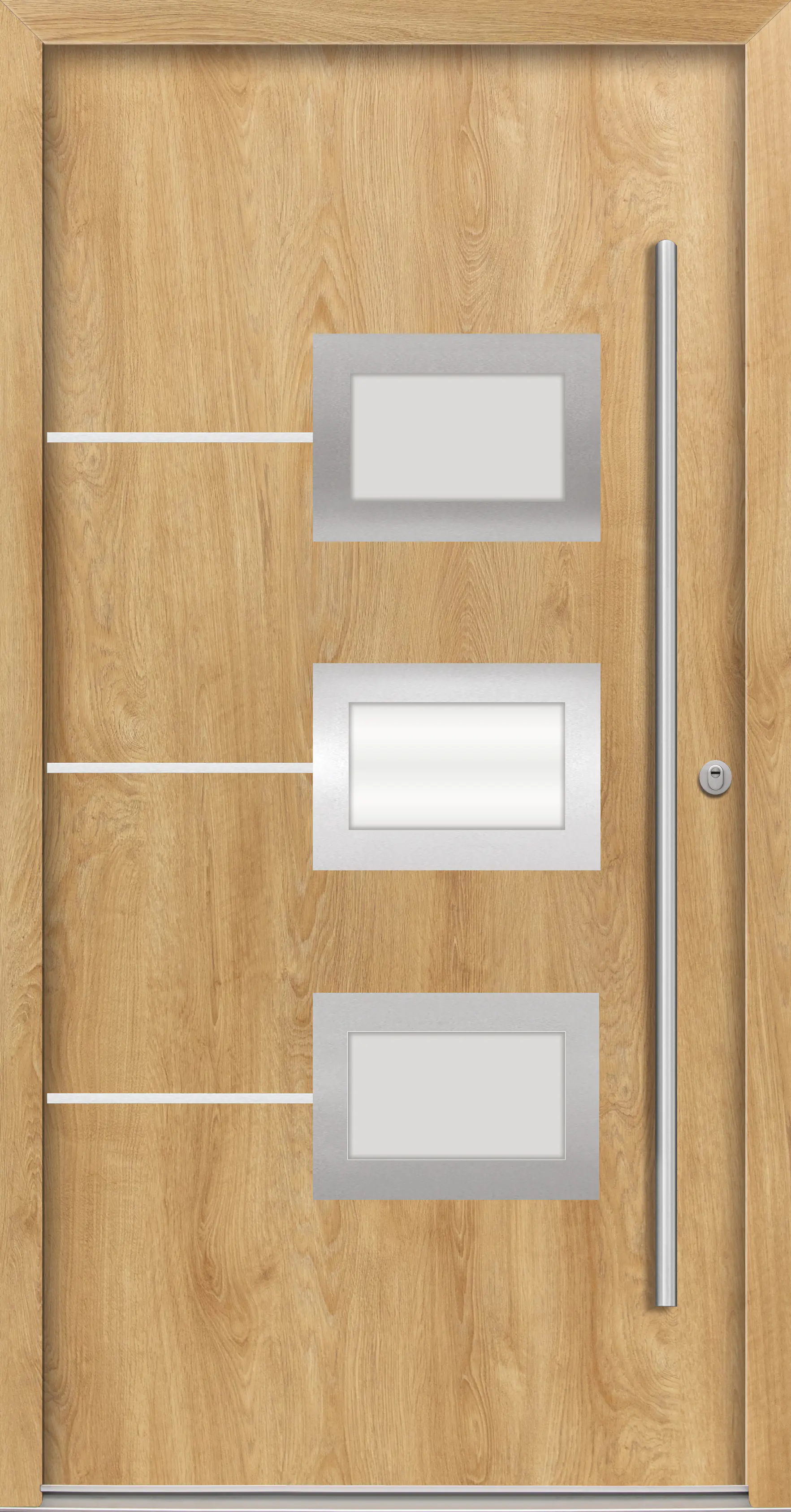 Splendoor Haustür Passivedoor Premium B03 RC2 Eiche Natur DIN Rechts 110 x 210 cm