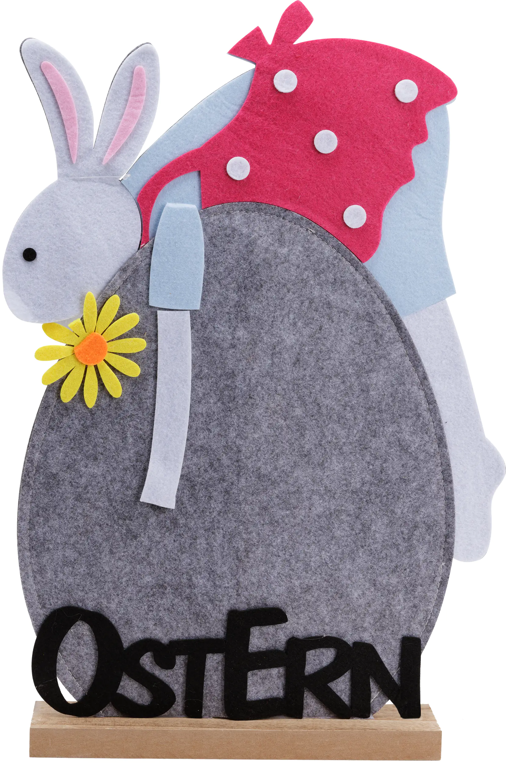 TrendLine Deko Osterhase Filz 51 x 35 cm grau weiß pink