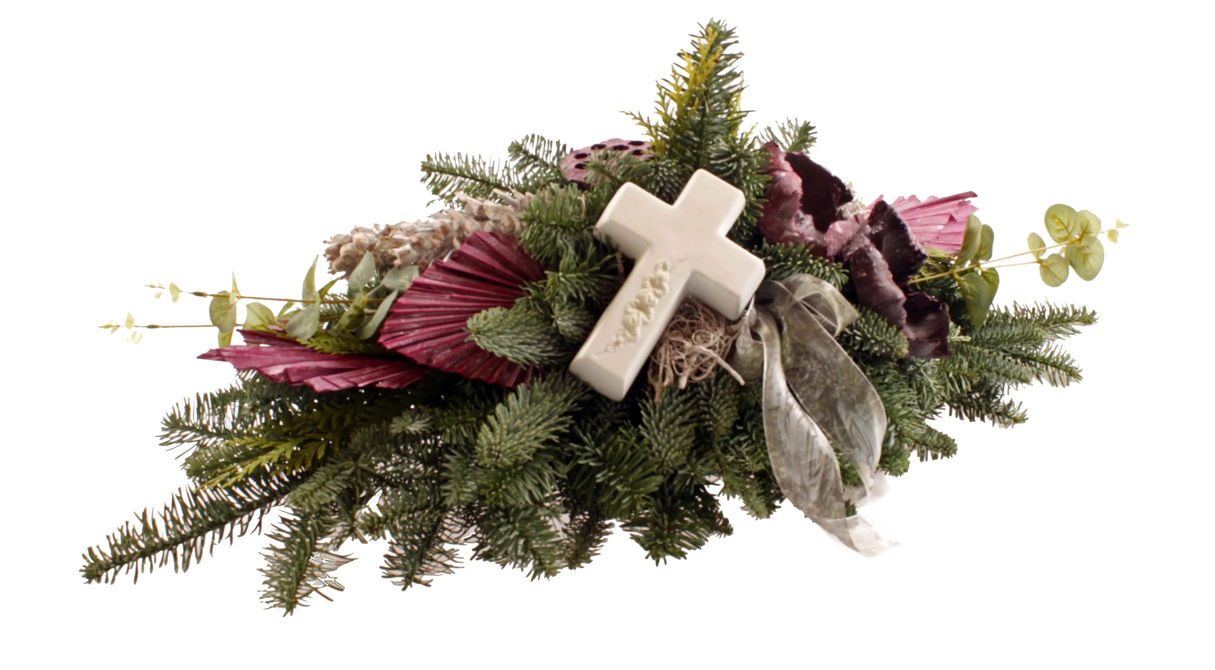 Nobilis Grableger brombeer-weiß mit Kreuz L 80 x B 28 x H 35