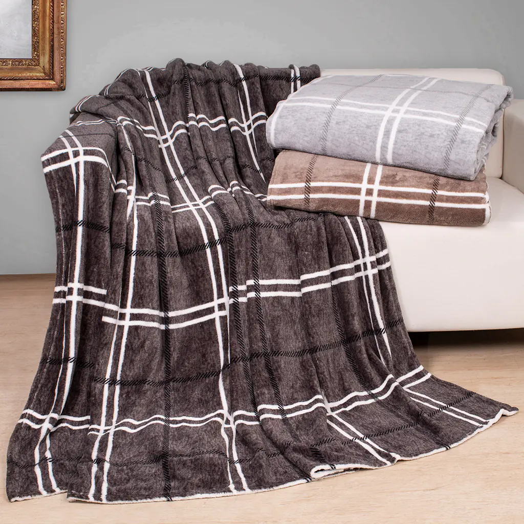 Fleecedecke Coral Karo XXL 220 x 240 cm 3-fach sortiert