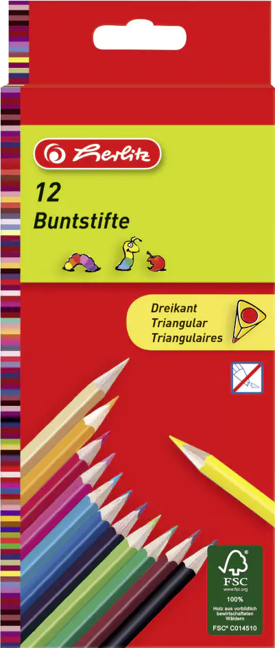 herlitz Dreikantbuntstifte lackiert 12er Set