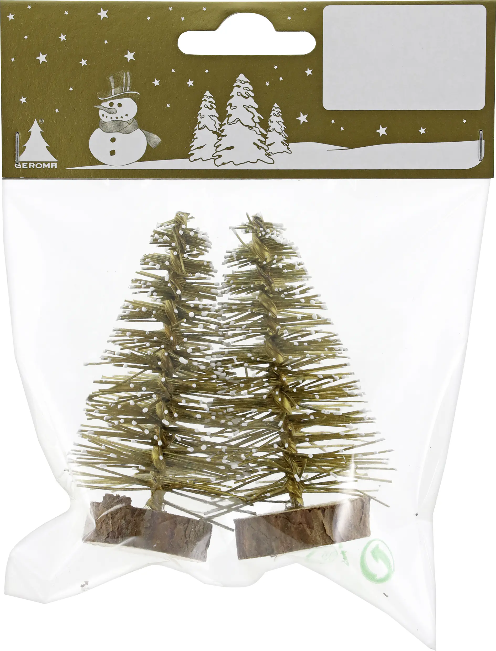 Deko Baum aus Kunststoff mit Holzfuß 7,5 cm gold - 2 Stück 