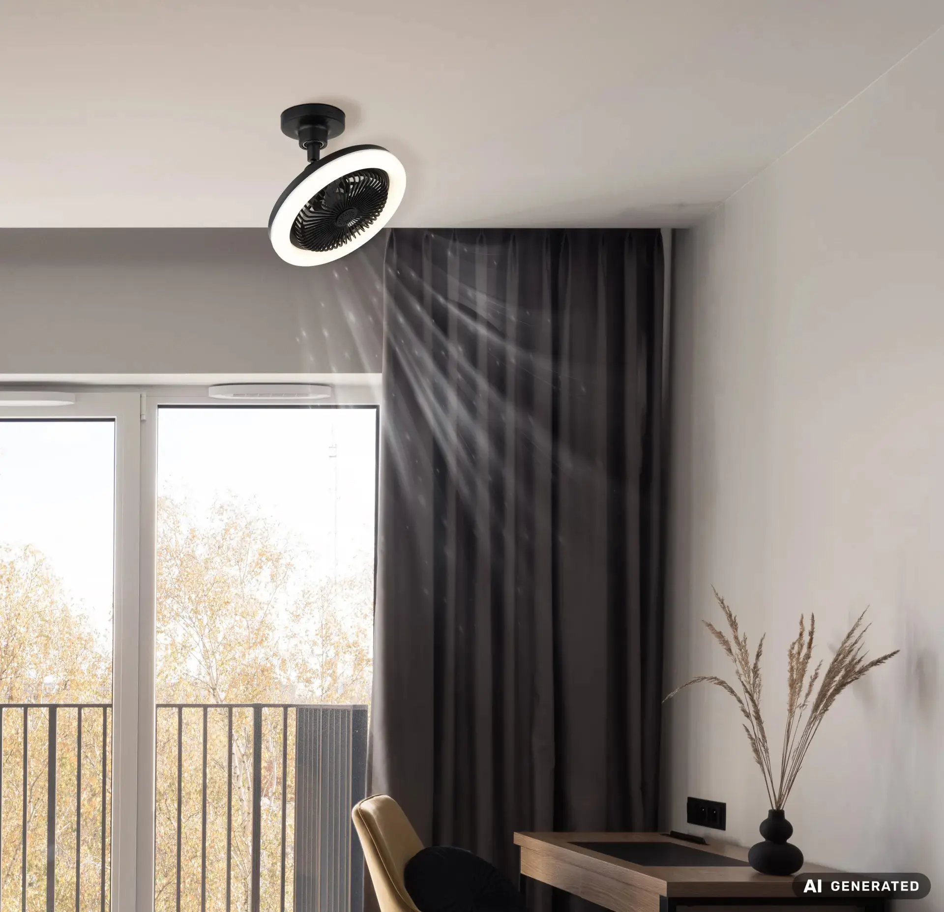 Globo Deckenventilator Lidea Ø 25,8 cm 20 W schwarz CCT