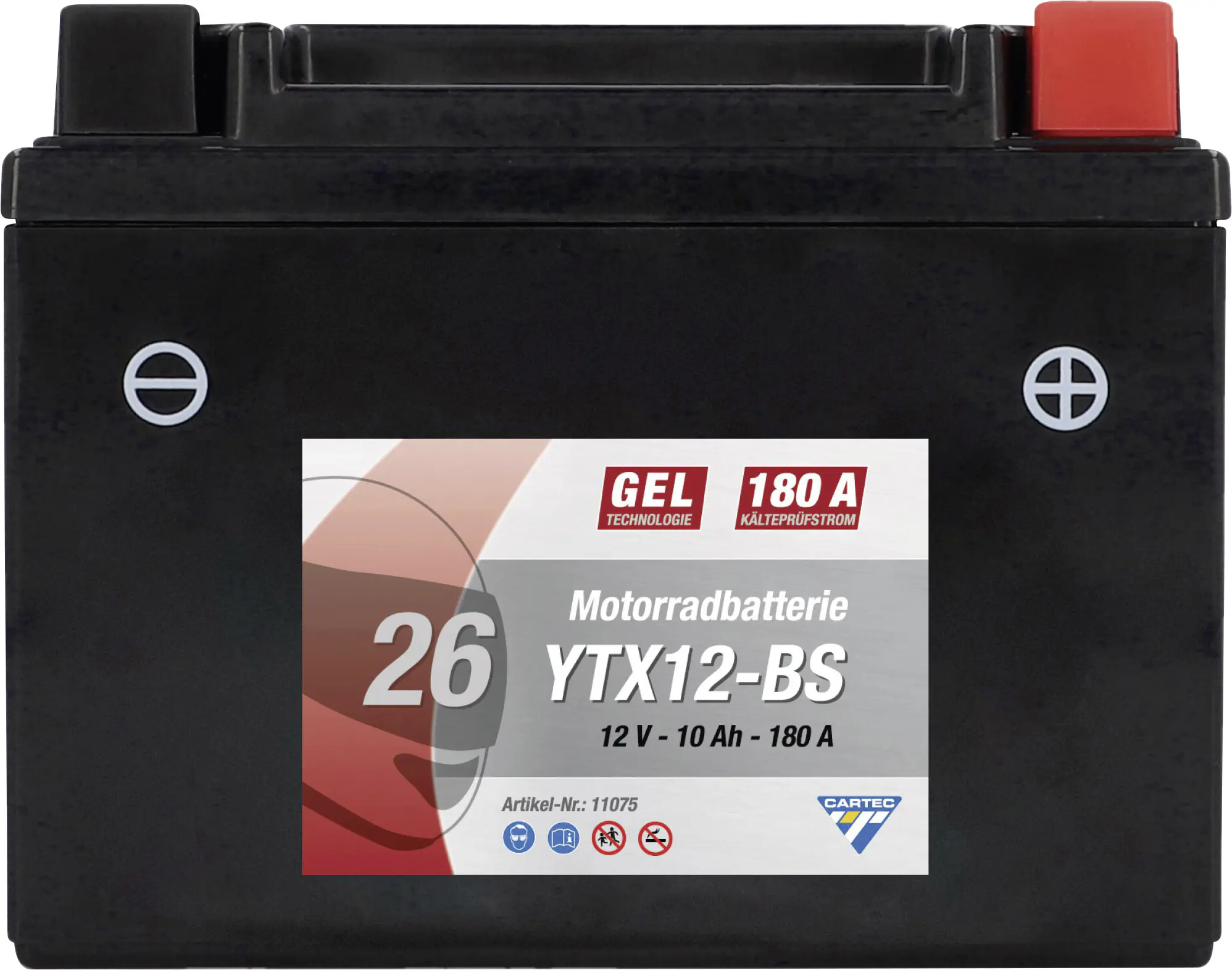 Cartec Gel Motorradbatterie YTX12-BS 12Ah 240A