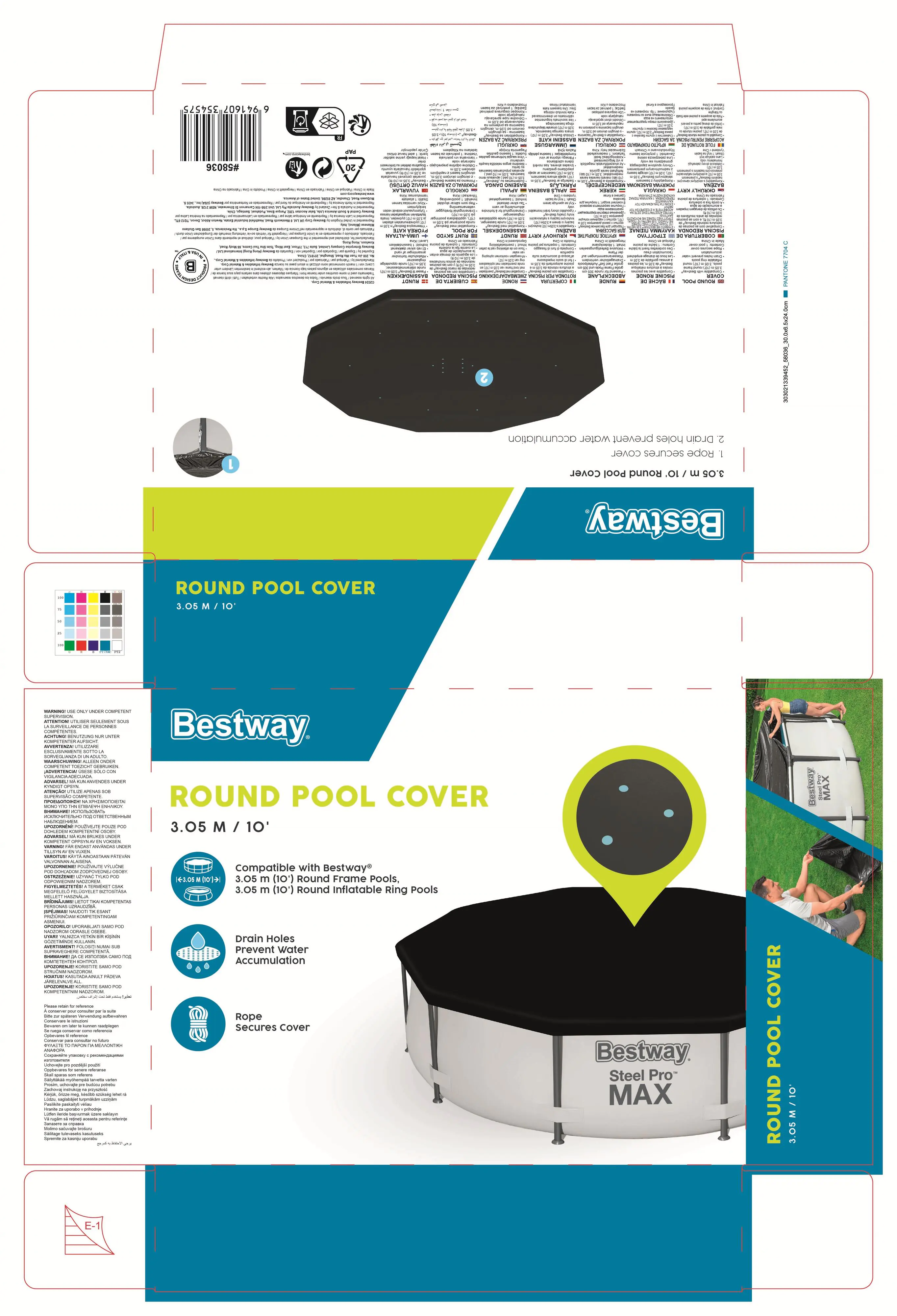 Bestway Flowclear PVC-Abdeckplane Maße: Ø305 cm