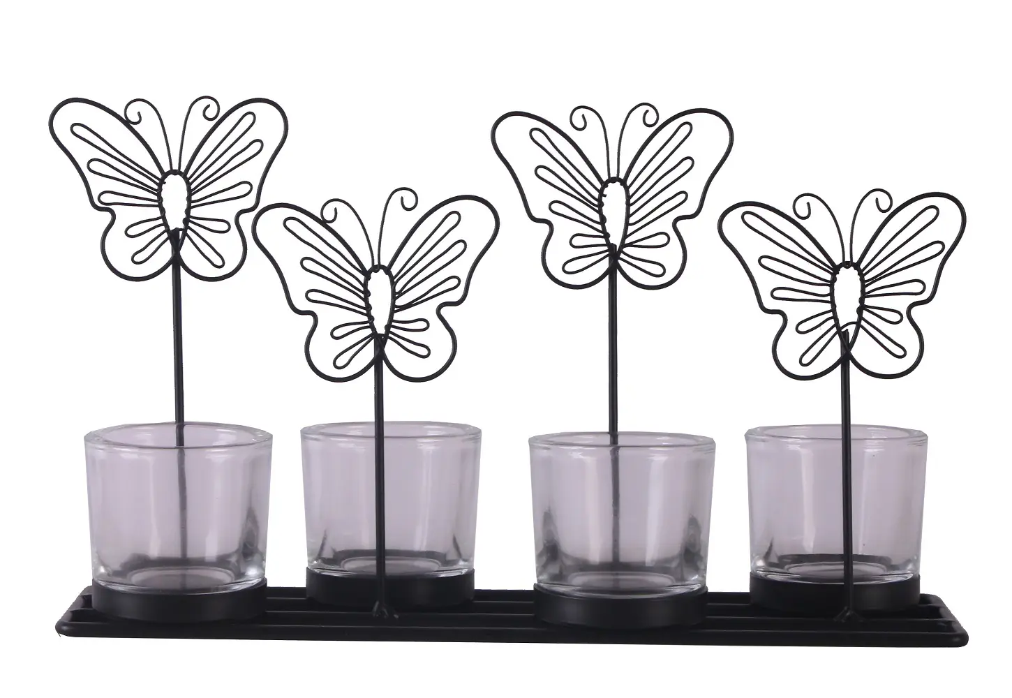 TrendLine Kerzenhalter inkl. 4 Gläser Metall 31 x 18 cm schwarz