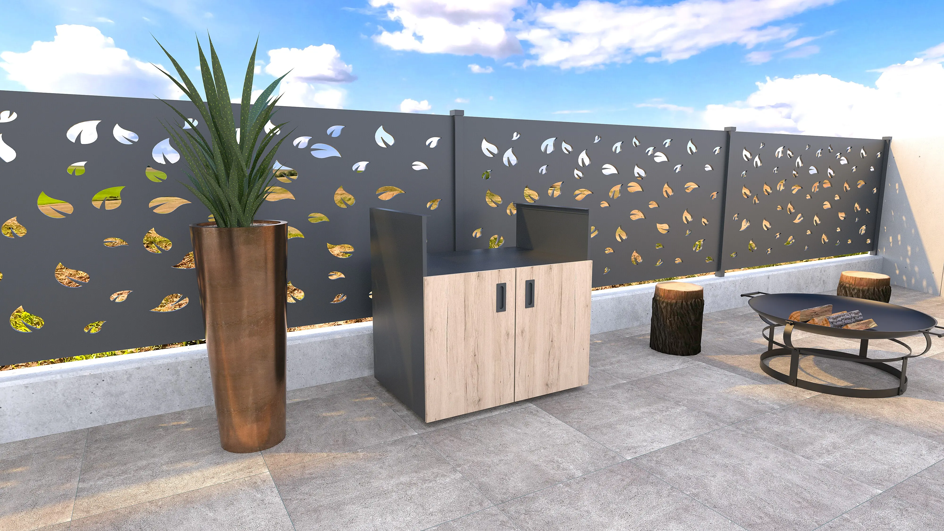 Bellano Living Element für Outdoorküchen inkl. Grillelement und 2 Türen eiche Bellano Living Element für Outdoorküchen inkl. Grillelement und 2 Türen eiche