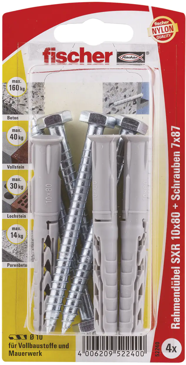 Fischer Langschaftdübel SXR 10.0 x 80 mm - 4 Stück