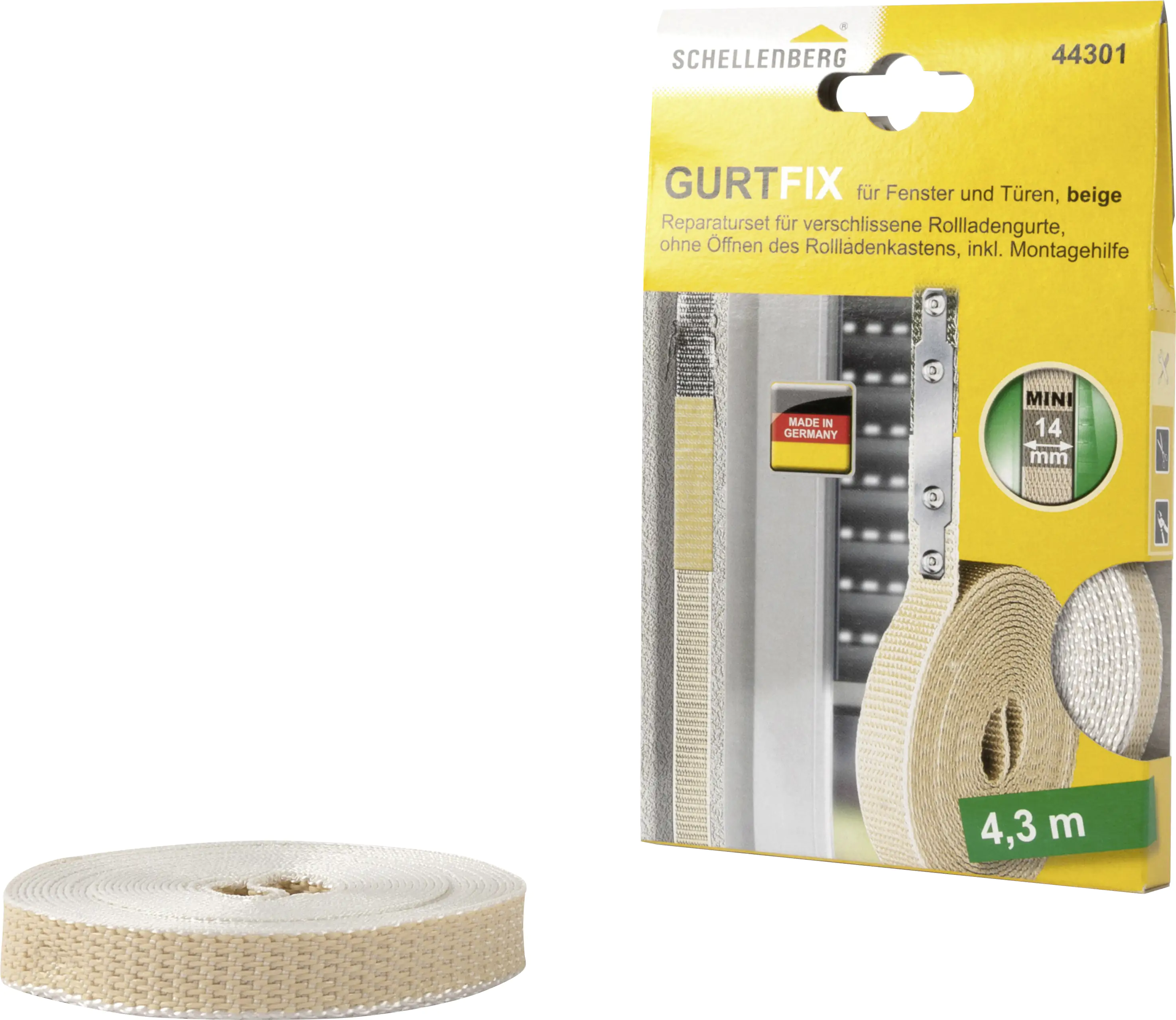 Schellenberg Gurtfix Mini Schnellreparaturset 14 mm x 4,30 m beige