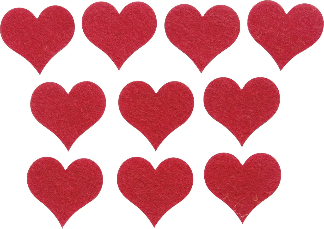 Glorex Filz-Herz 10 Stück, 4 cm, rot