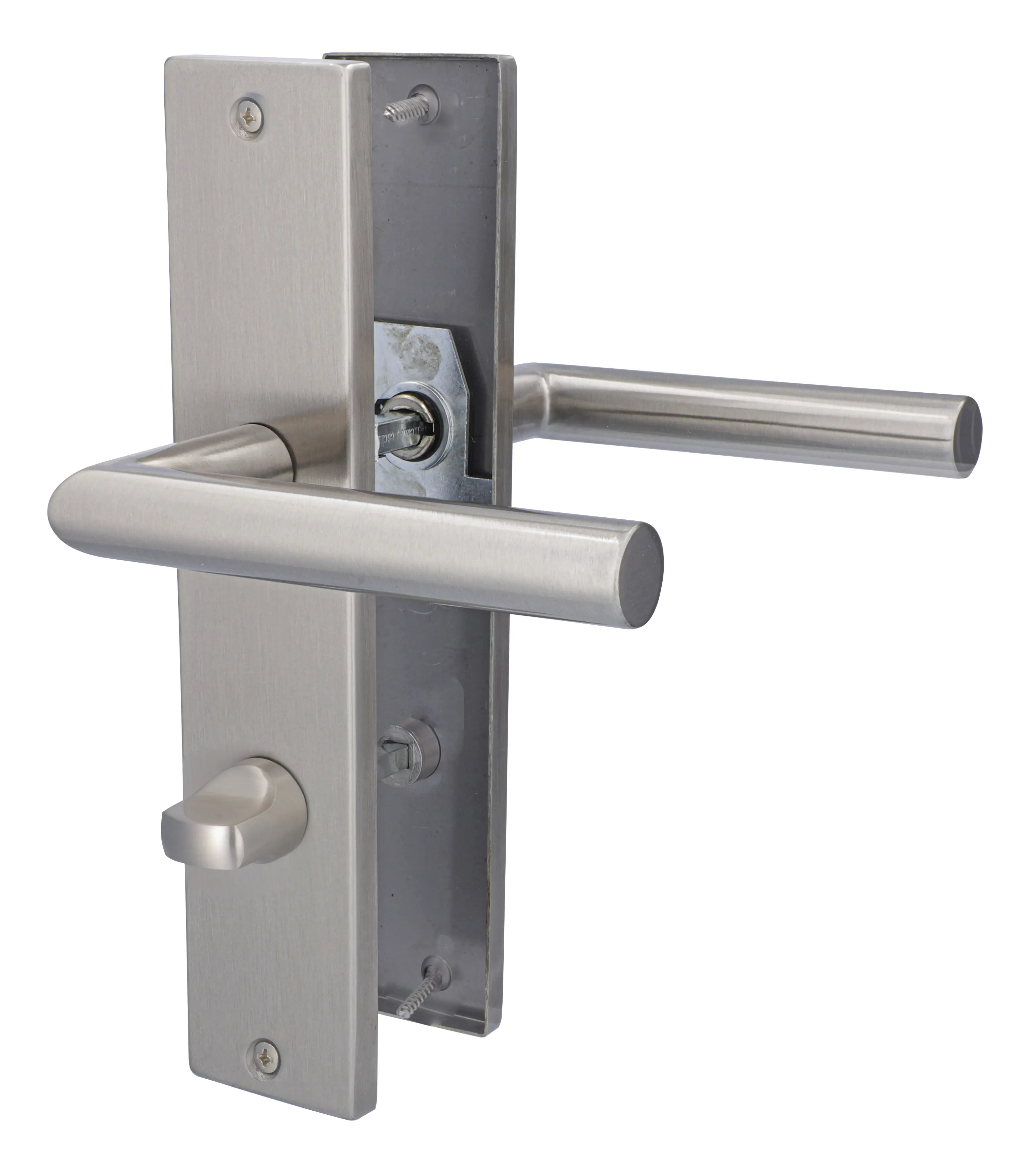 Alpertec Türgarnitur WC Langschild Moskau Edelstahl satiniert 24 x 5 cm mit Sperrriegel Alpertec Türgarnitur WC Langschild Moskau Edelstahl satiniert 24 x 5 cm mit Sperrriegel