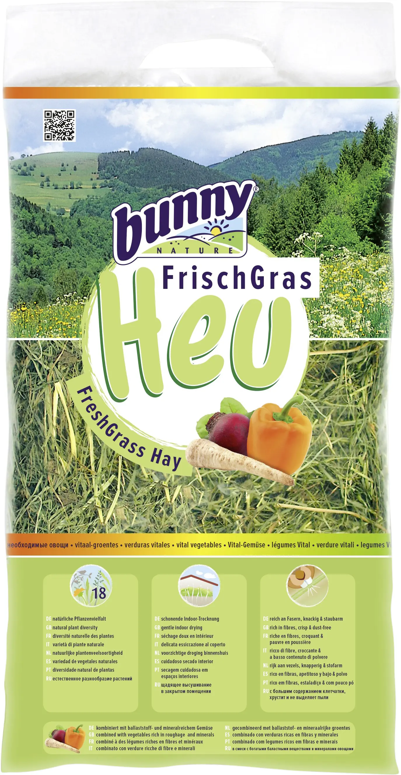 bunny FrischGras Heu Vital-Gemüse 500g für Zwergkaninchen & Nagetiere