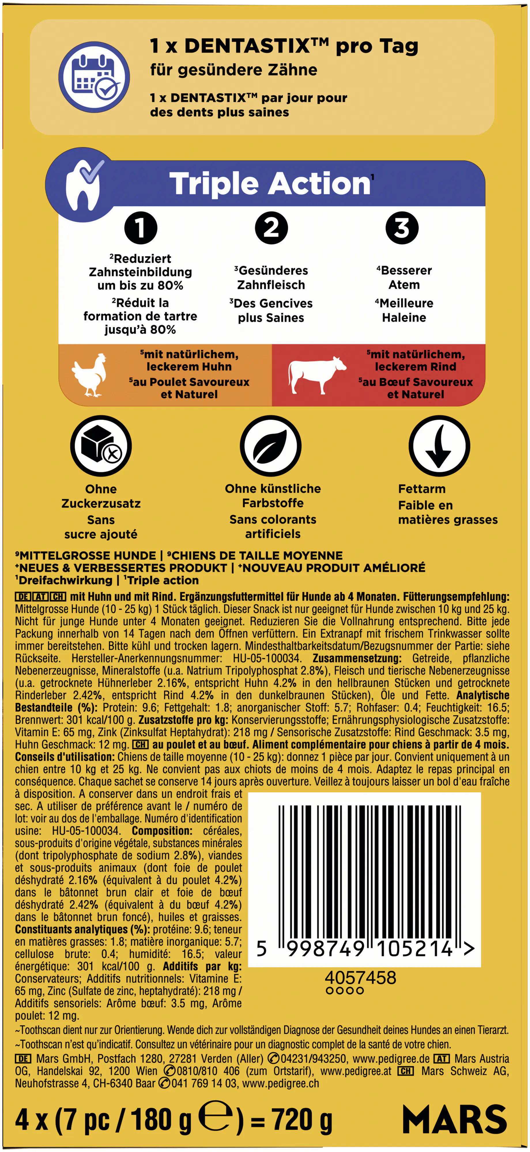 Pedigree Denta Stix Daily Oral Care MP für mittelgroße Hunde 720 g