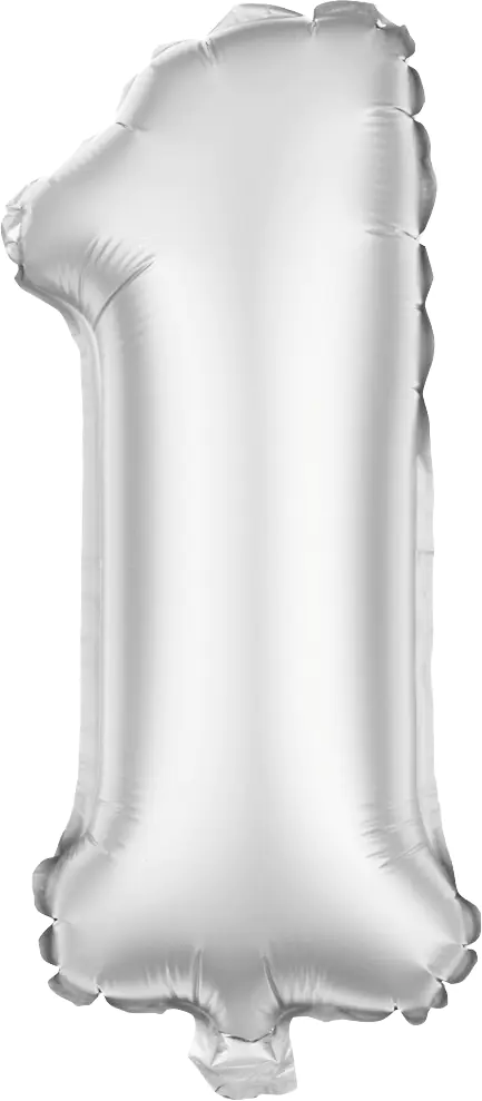 Folienballon Zahl 1 silber 100 cm Folienballon Zahl 1 silber 100 cm