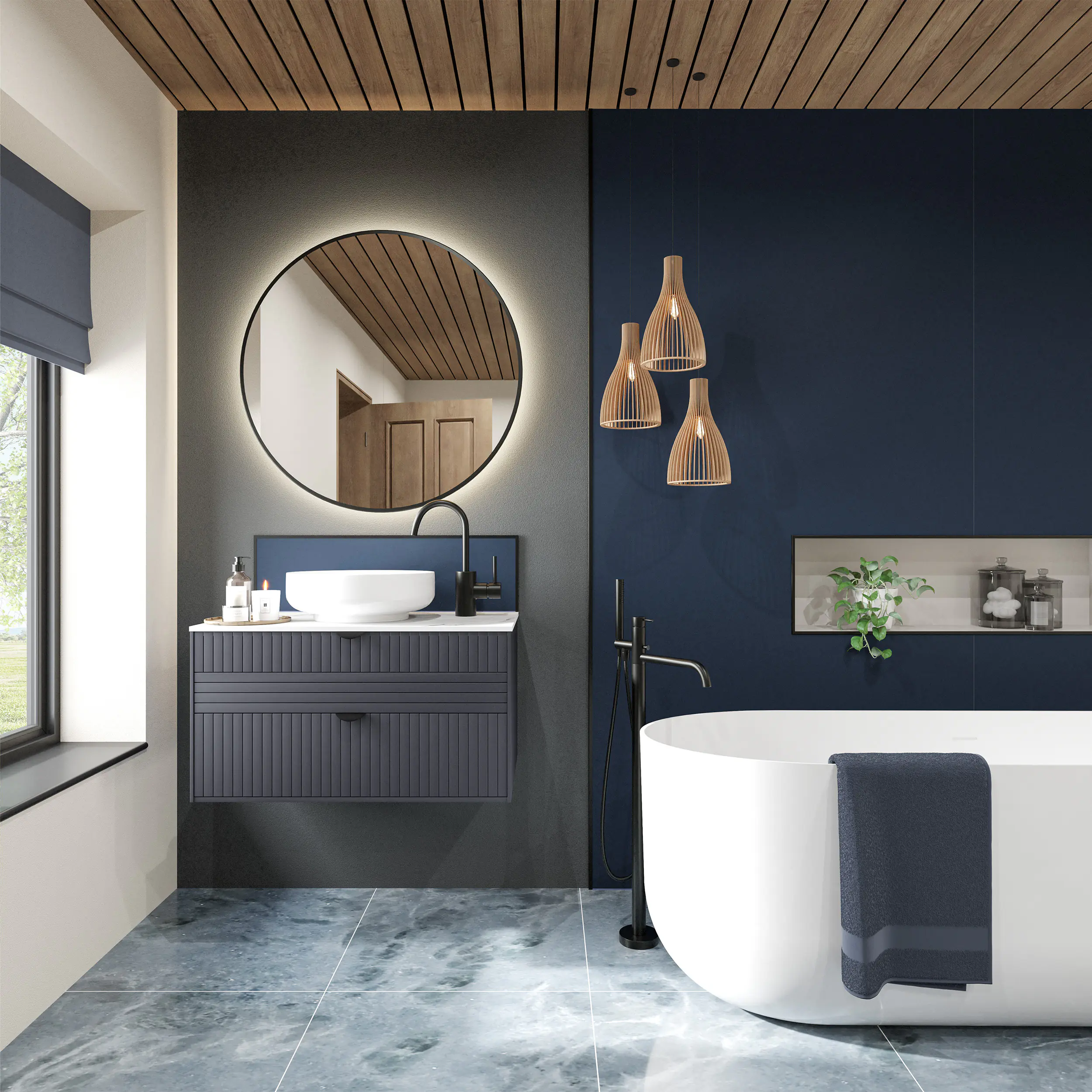 Wetwall Alloy Spritzschutzwand 80 x 25 cm Deep Blue Sea/Smoked Rose