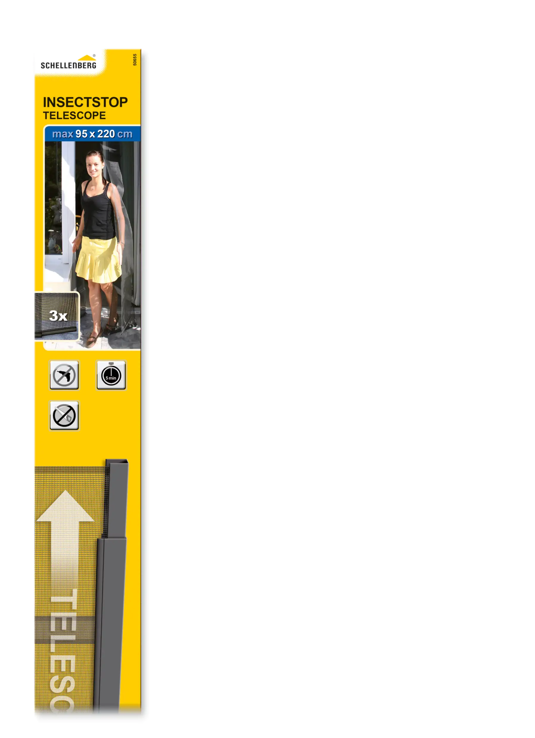 Schellenberg Fliegenschutz-Teleskopvorhang 95 x 220 cm anthrazit/anthrazit kürzbar