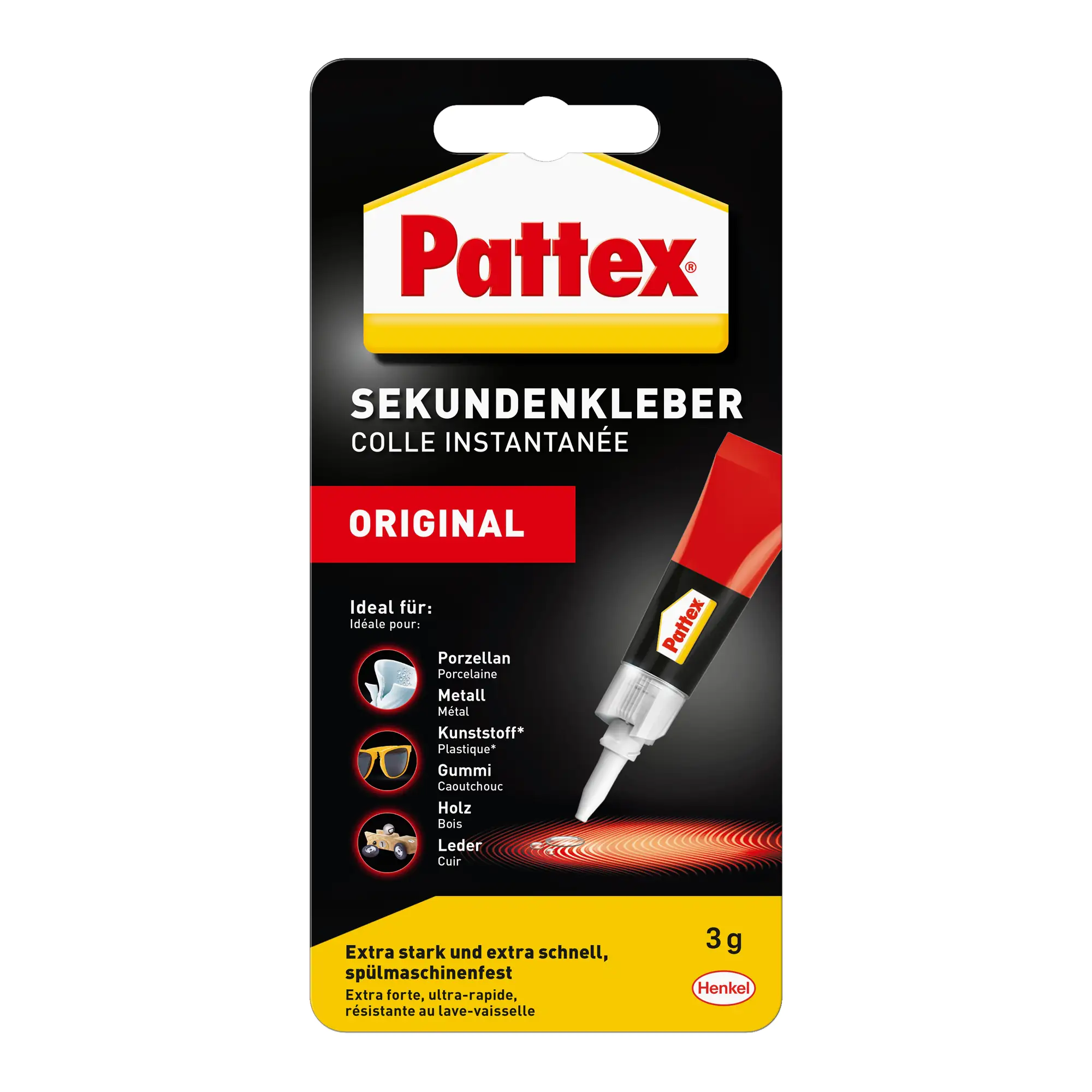 Pattex Sekundenkleber Flüssig 3 g Tube, trocknet transparent