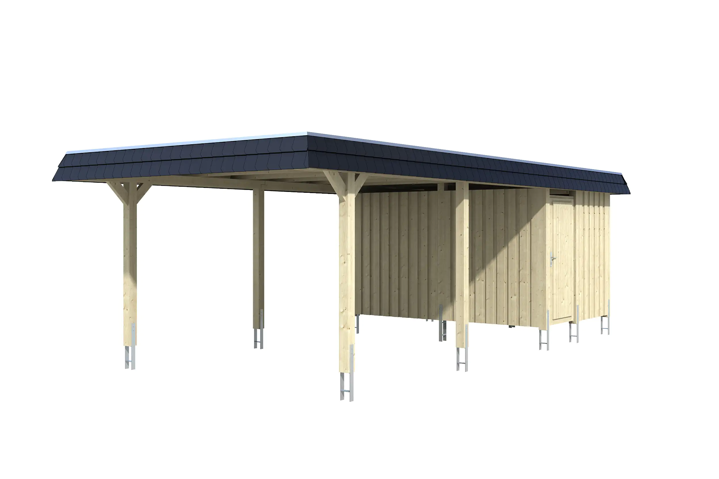 SKAN HOLZ Carport Wendland mit Abstellraum 409 x 870 cm mit EPDM-Dach