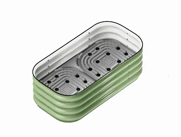 Upyard Hochbeet auf Rollen mit Wasserauffangbehälter Metall 80 x 40 x 28 cm mint