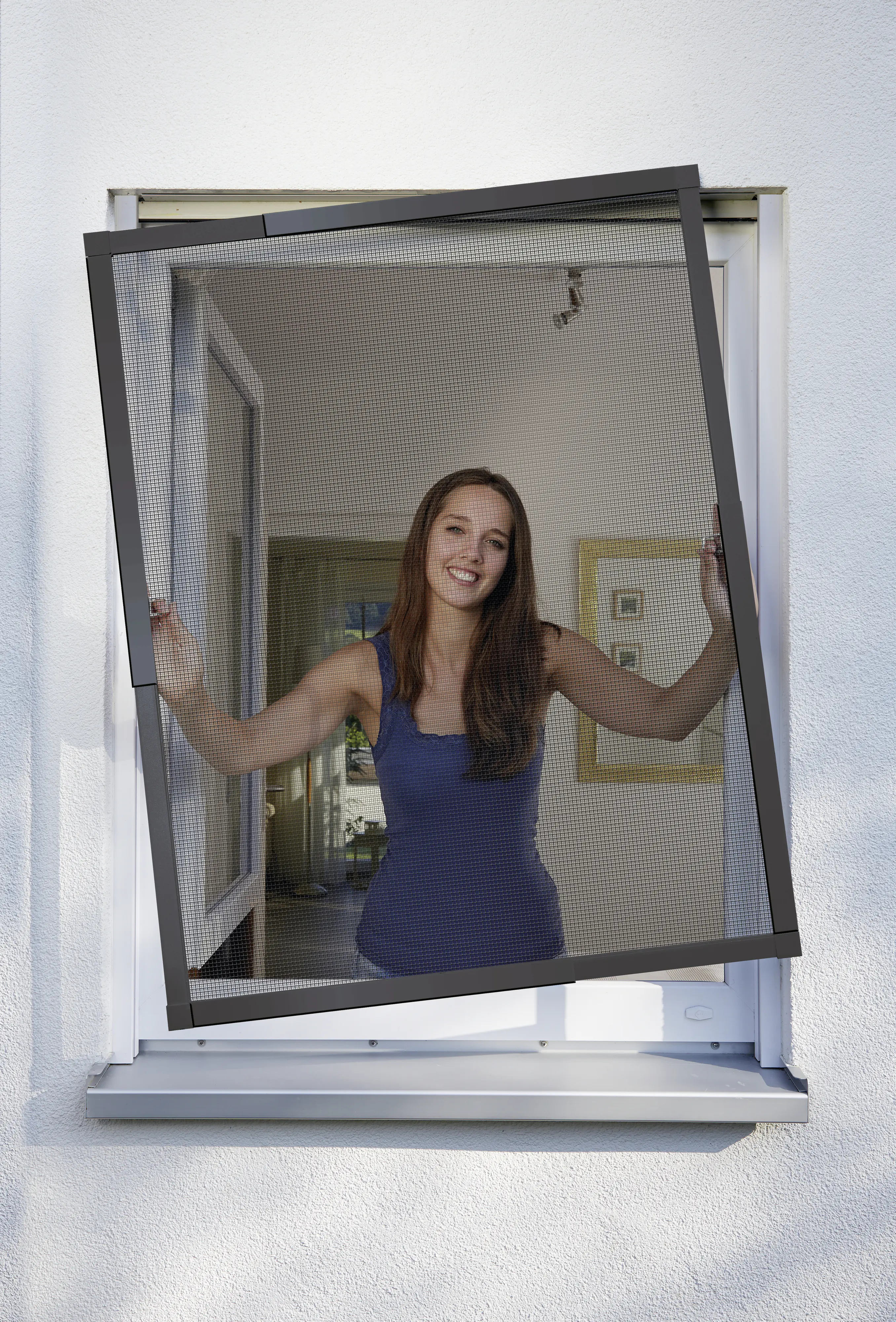 Schellenberg Fliegenschutz-Fenster TELESCOPE 80 x 85 - 140 x 150 cm anthrazit/anthrazit