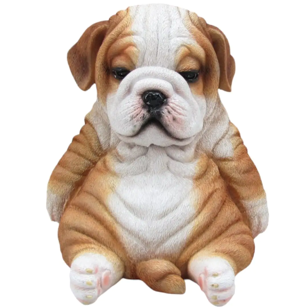 Dekofigur Bulldogge sitzend 17 x 16 x 16 cm braun weiß