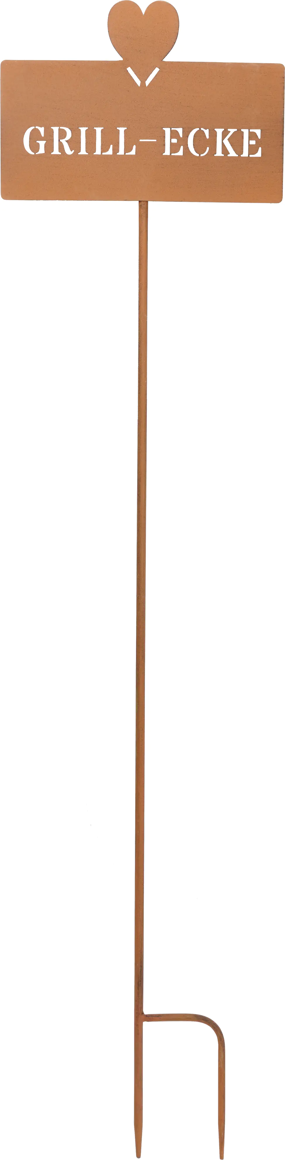 TrendLine Gartenstecker Grill-Ecke aus Metall 100 x 24 cm Rostoptik