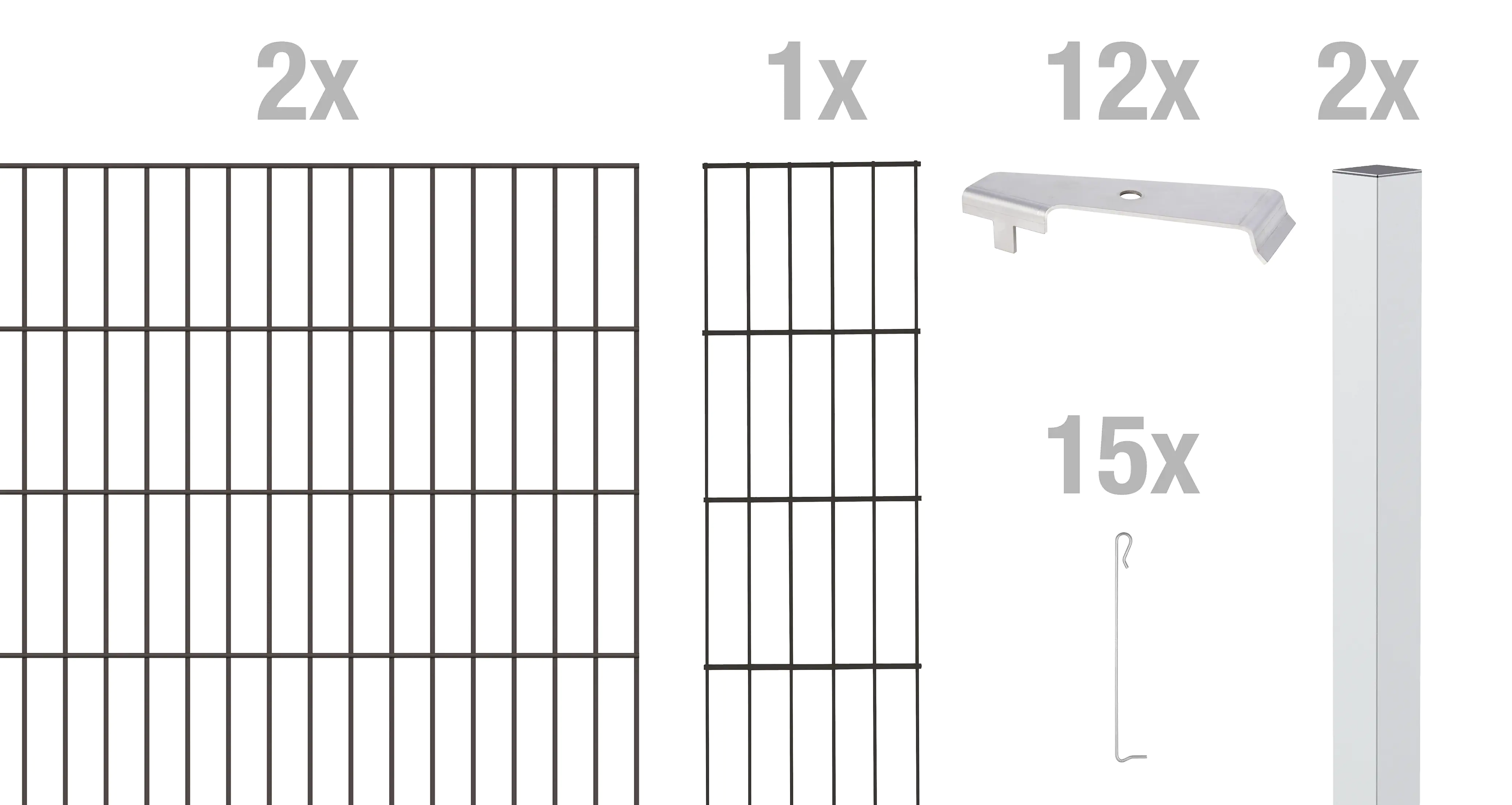 Alberts Gabionen Anbauset Cluster 200 x 80 cm anthrazit zE