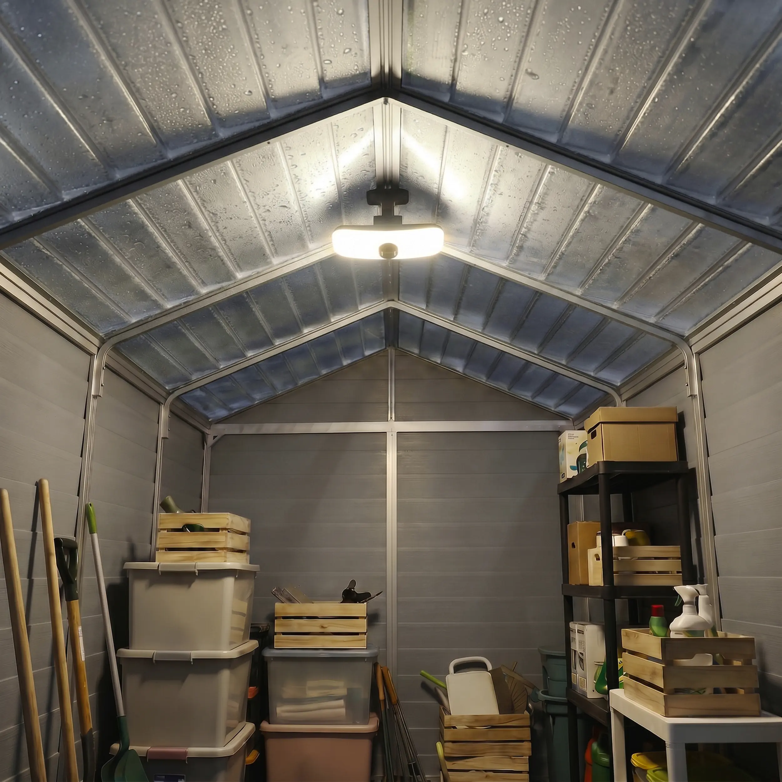 Canopia Gerätehaus Skylight 6x10 mit Solar LED Kit grau 185,4 x 303,6 cm