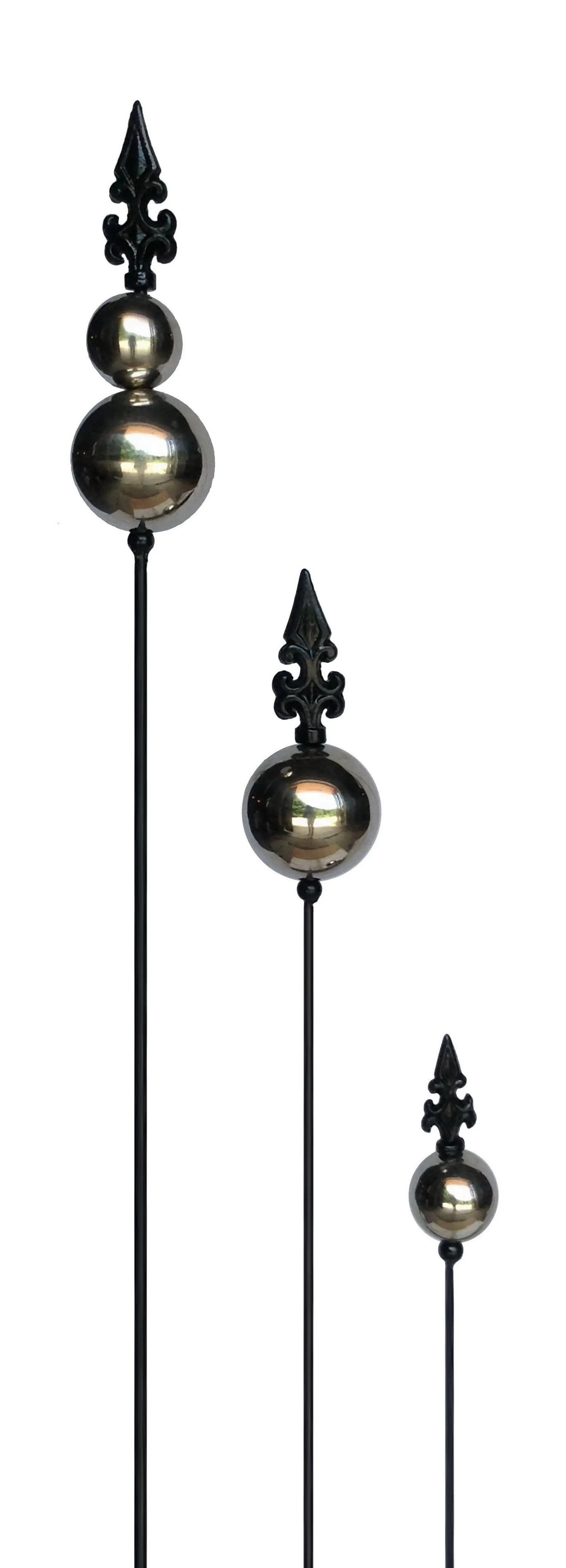4333692880305 TrendLine Gartenstecker Kugel Ø 7,5 x 65 cm schwarz silber