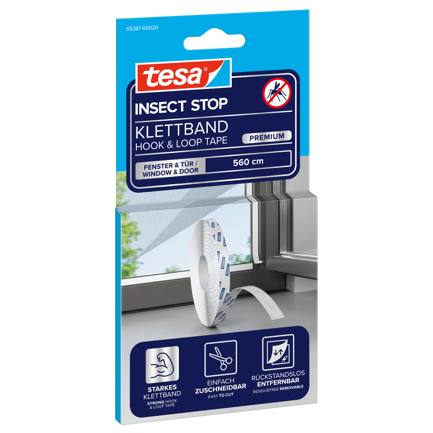 tesa Klettband-Ersatzrolle COMFORT für Fliegengitter 5,60 m