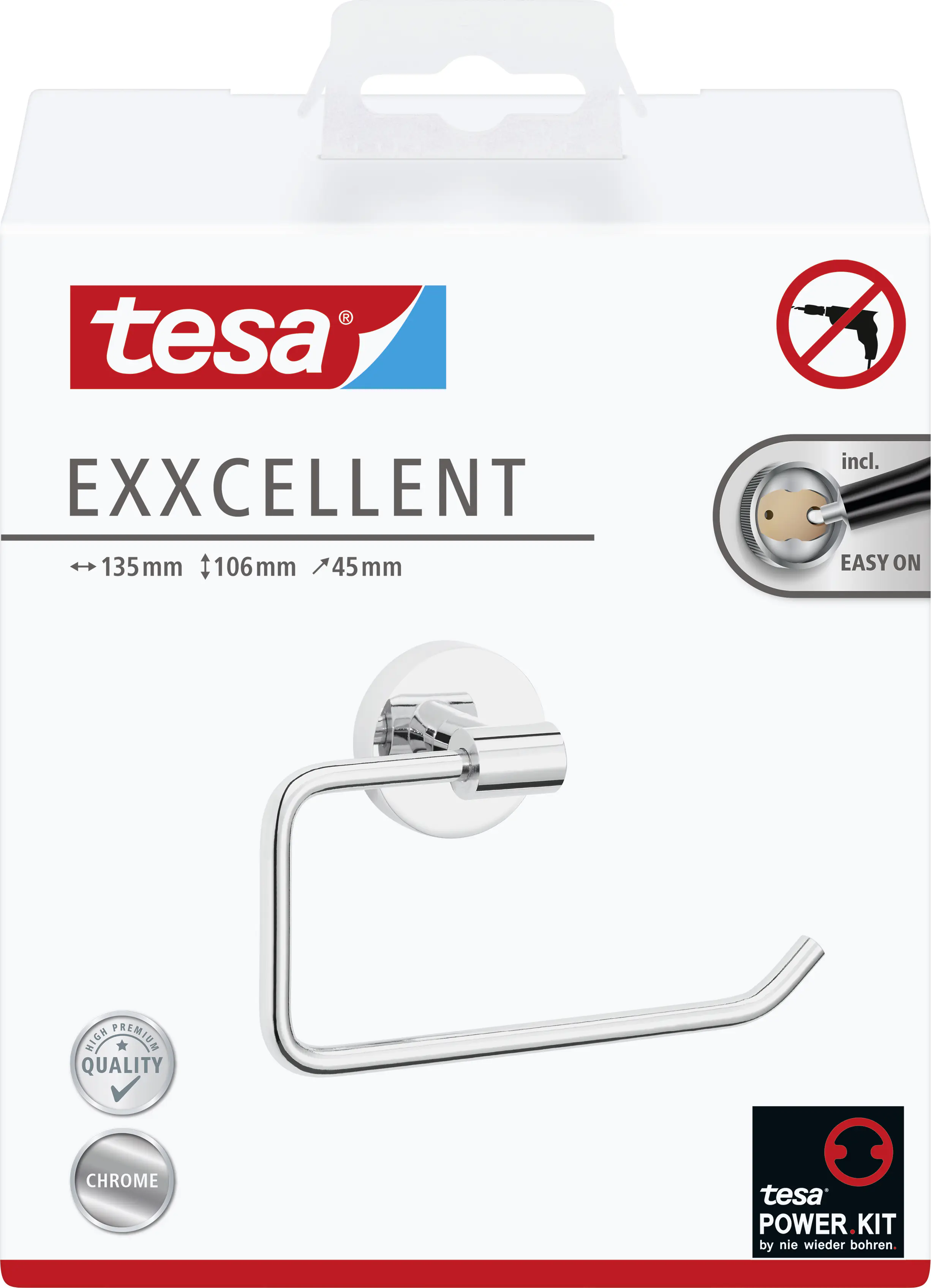 tesa Papierrollenhalter Exxcellent Metall, chrom, Soft Close-Funktion