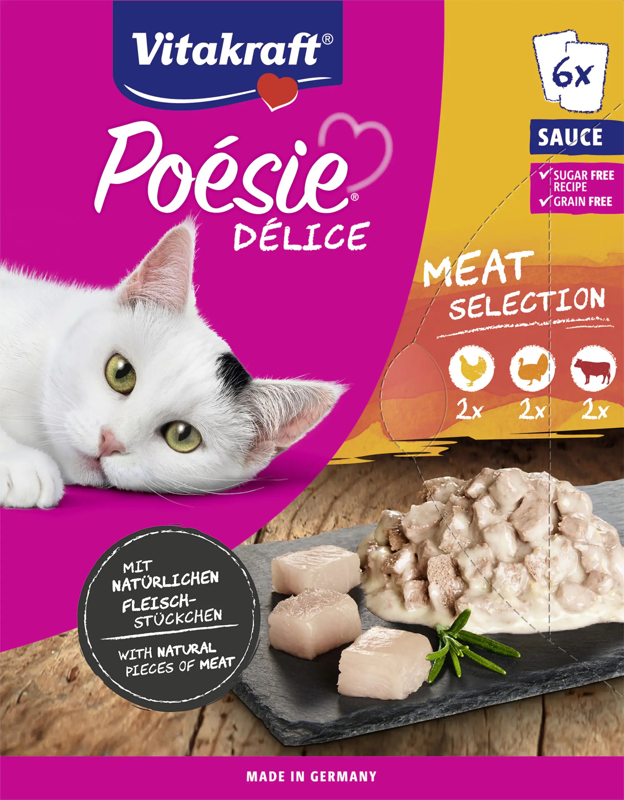 Vitakraft Poésie Katzenfutter Délice Meat Selection Sauce 6 x 85 g