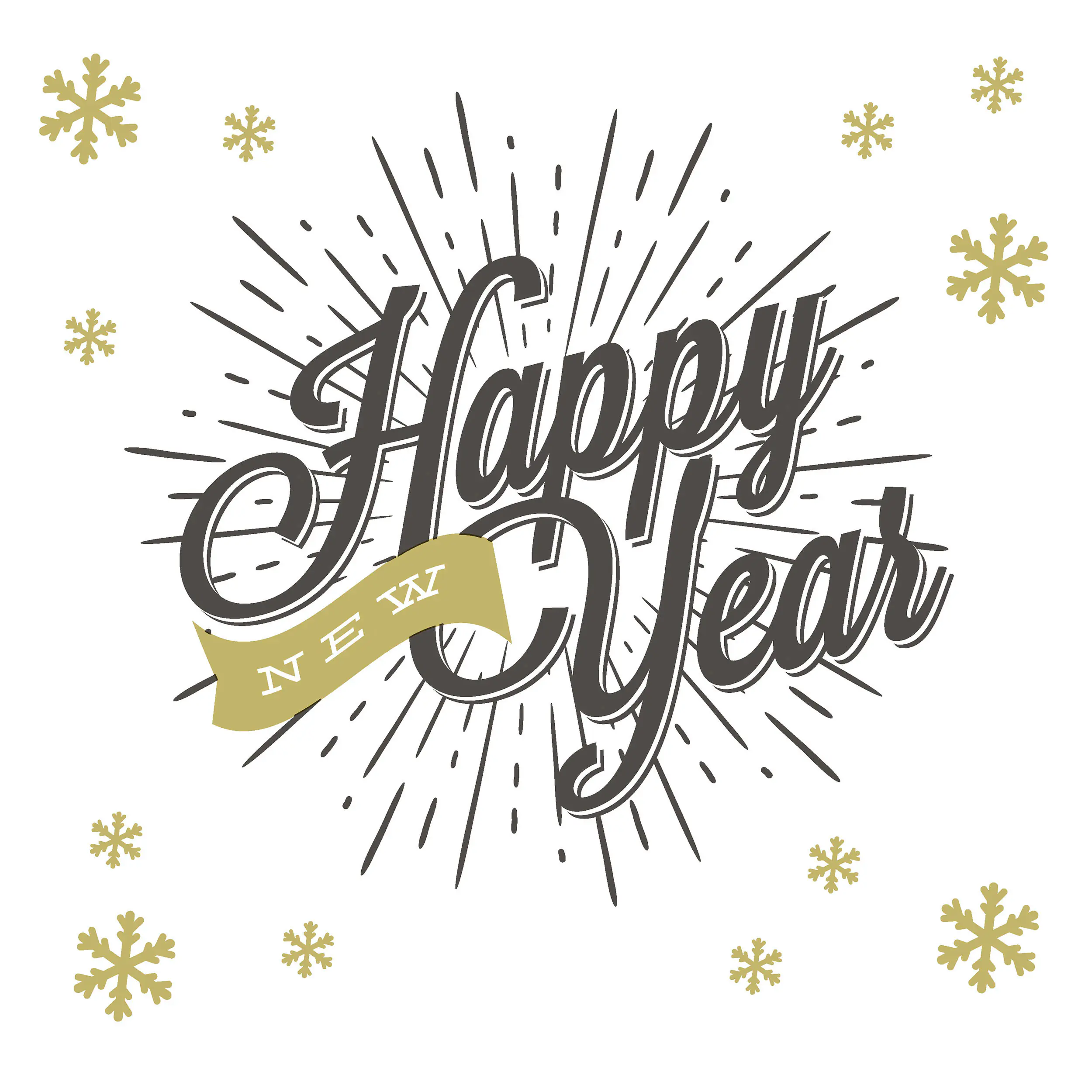 Duni Servietten Happy New Year Silvester weiß/gold 33 x 33 cm - 20er Pack