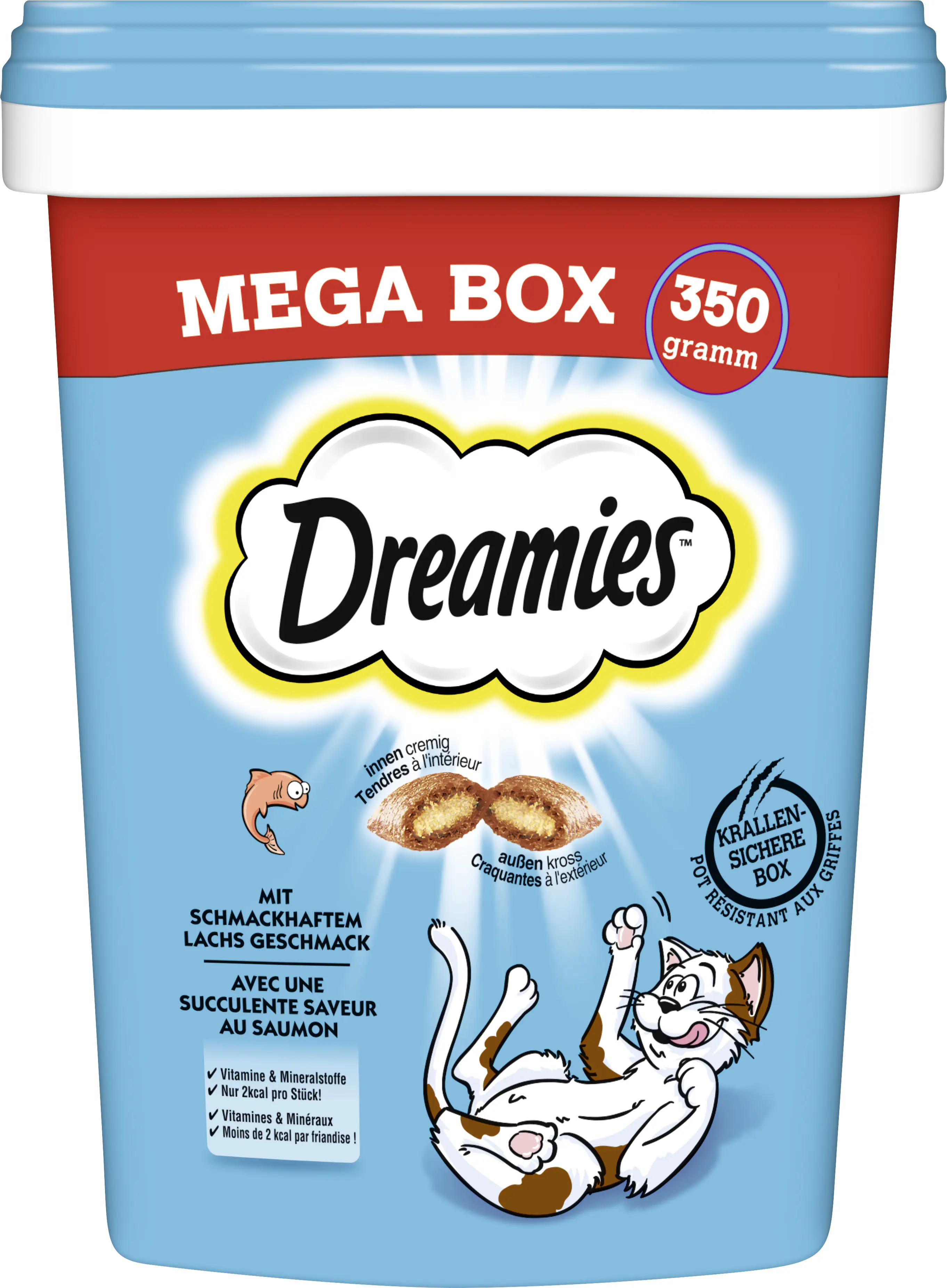 Dreamies Katzen Leckerli 350 g Box Lachs