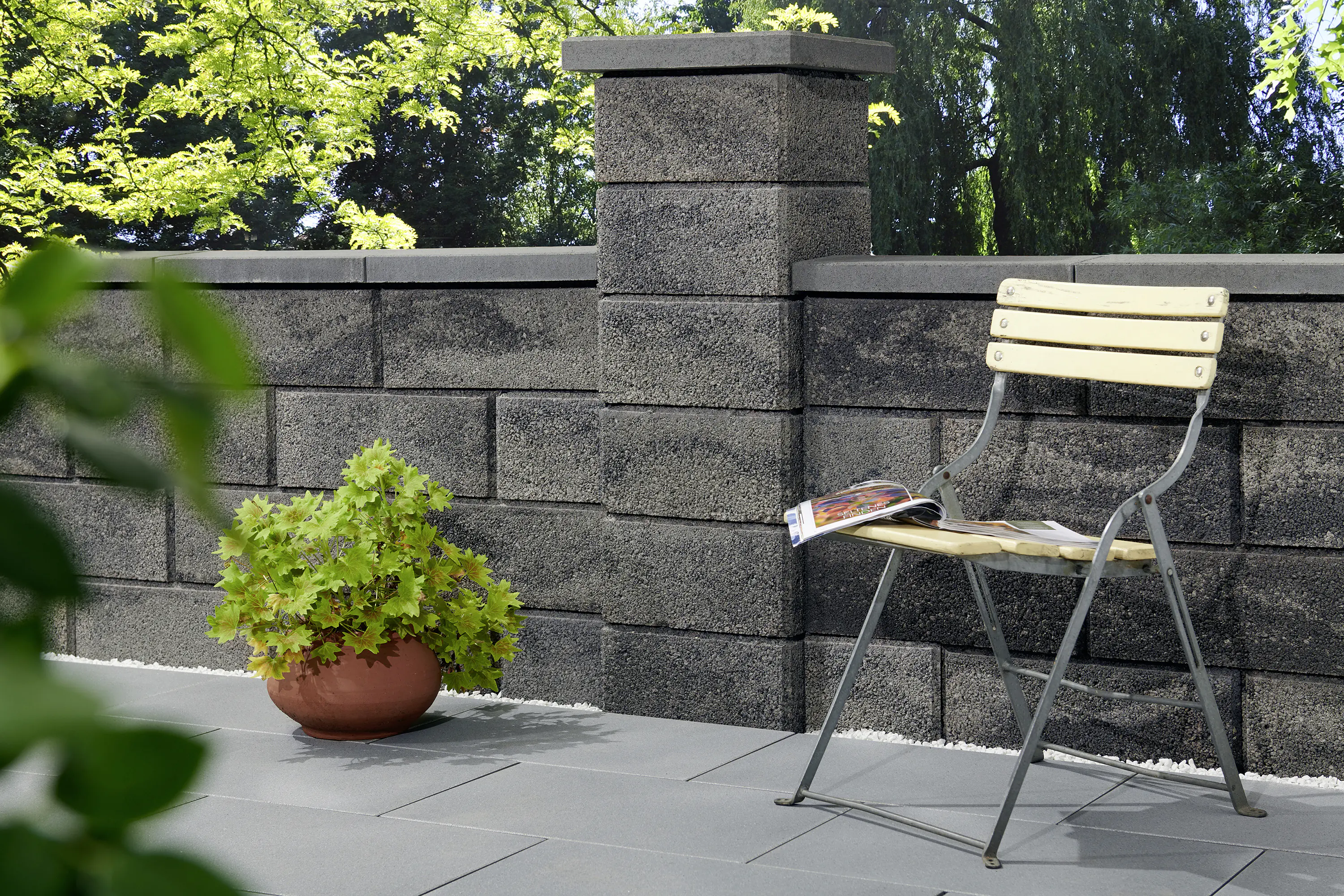 Primaster Pfeilerstein Garten 37,5 x 37,5 x 20 cm grau anthrazit nuanciert