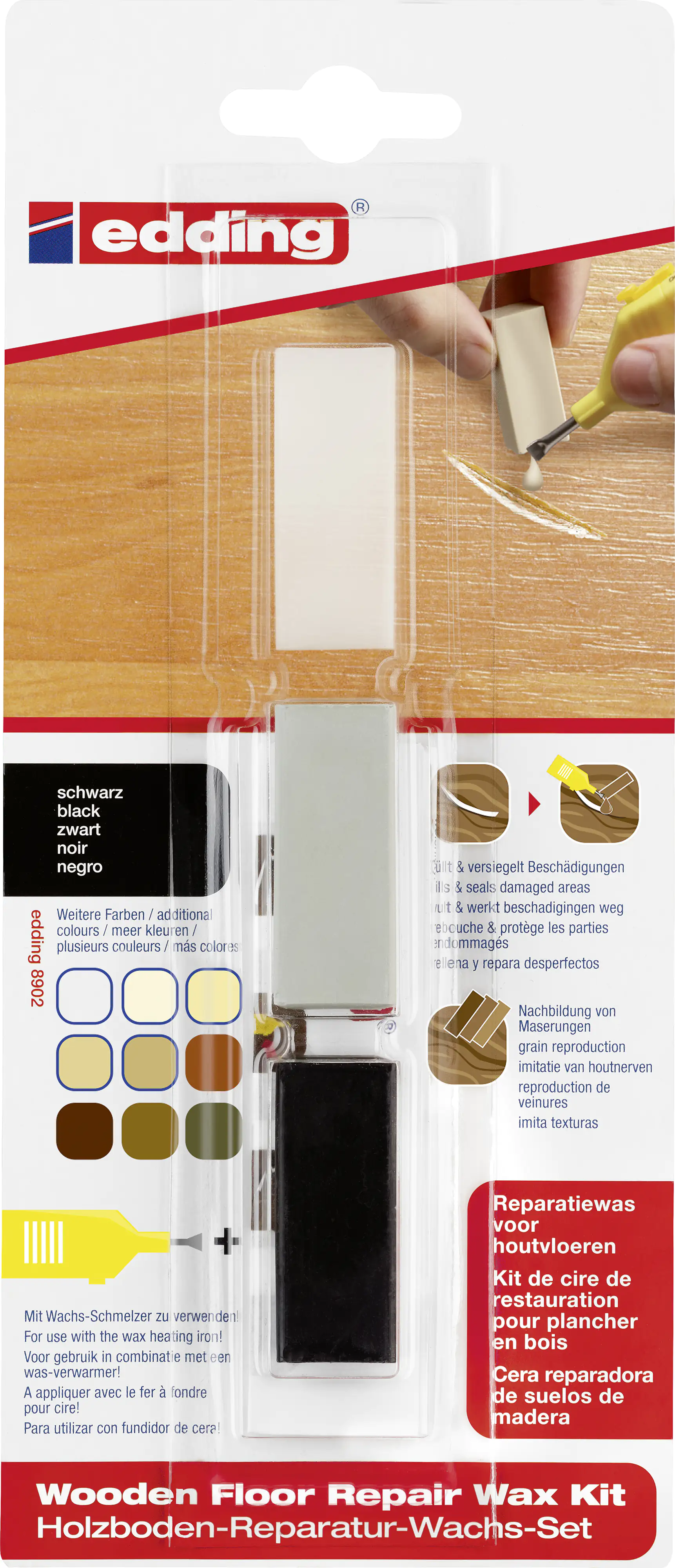 Edding Holzboden-Reparaturwachs-Set 8902 schwarz