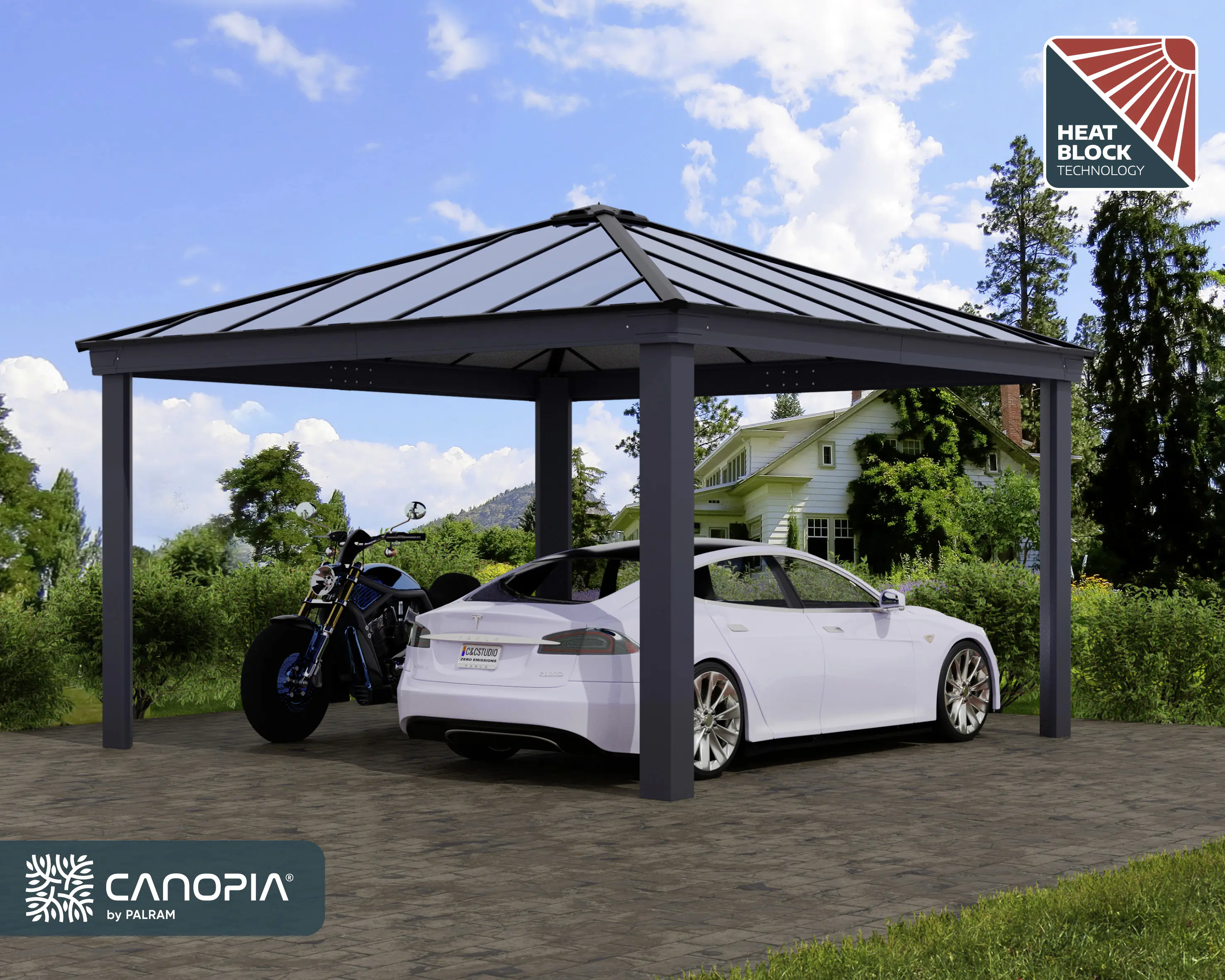 Canopia Carport Colorado 14x14  Grau Alu 426 x 426 cm