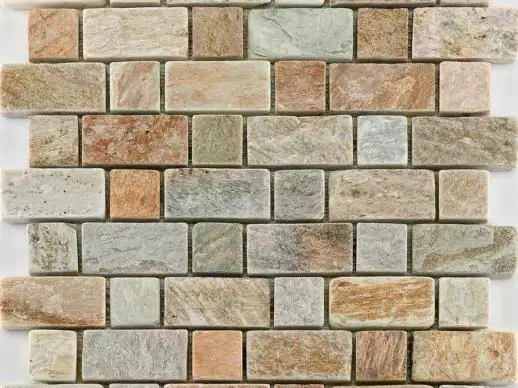 Mosaikfliese Quarzit Brick 30 x 30 cm multicolor