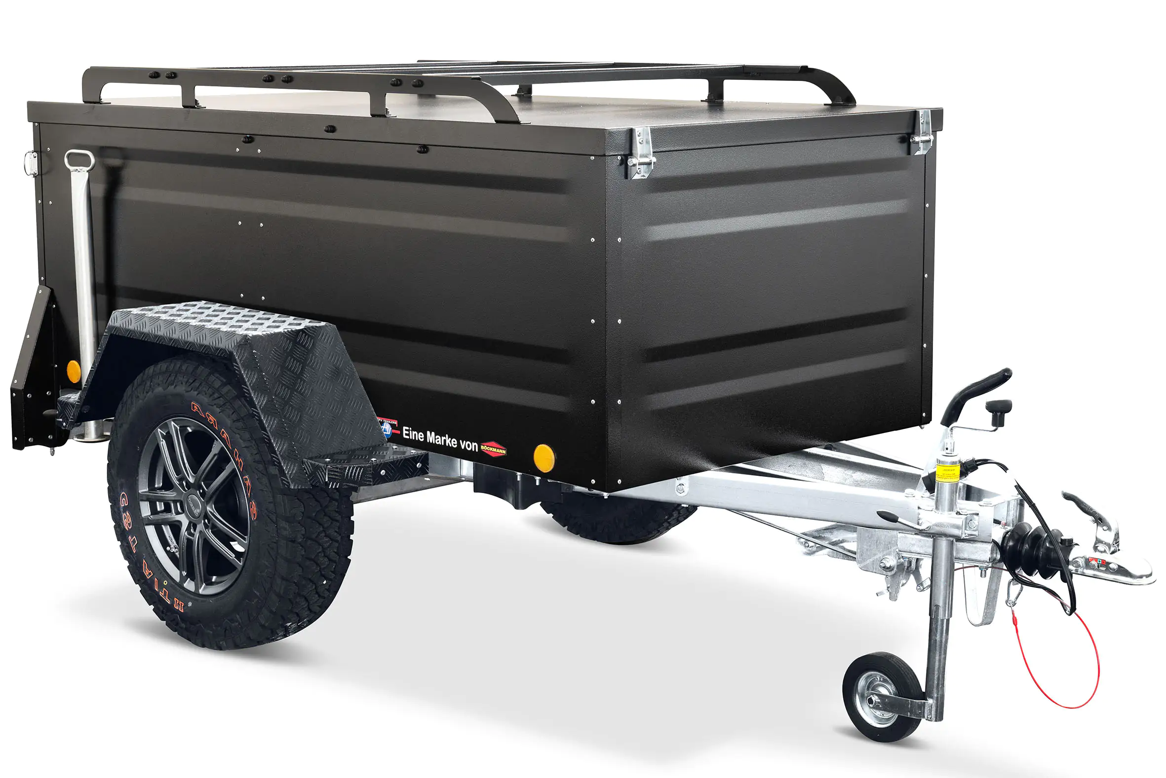 TPV Kofferanhänger KT-EB2 Offroad schwarz pulverbeschichtet gebremst 1000 kg mit Radstoßdämpfern
