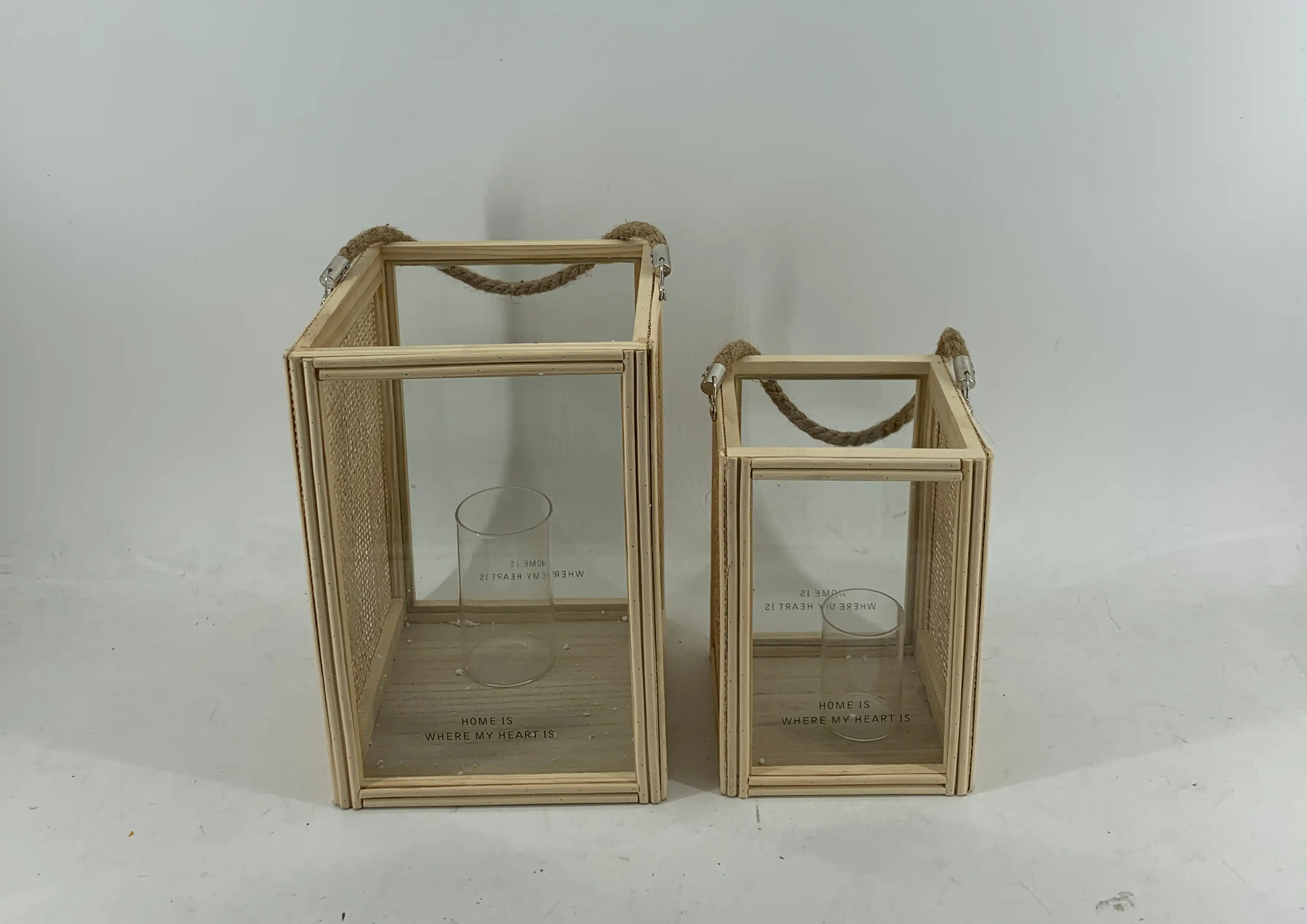 TrendLine Deko Laterne Holz 22,7 x 15,5 x 15,5 cm natur