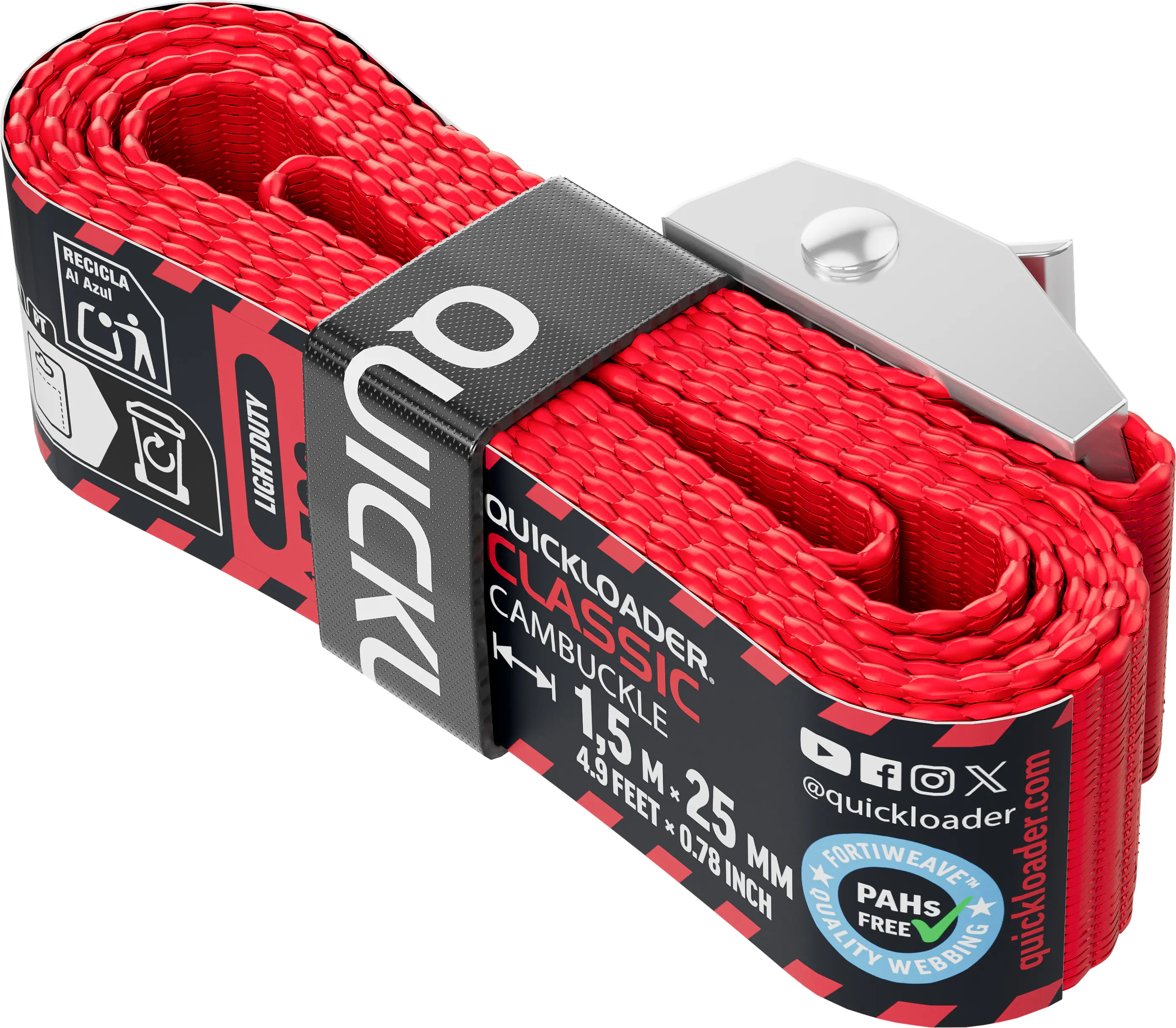 QUICKLOADER® Spanngurt Cambuckle 25 mm x 1,5 m 1 Stück rot QUICKLOADER® Spanngurt Cambuckle 25 mm x 1,5 m 1 Stück rot