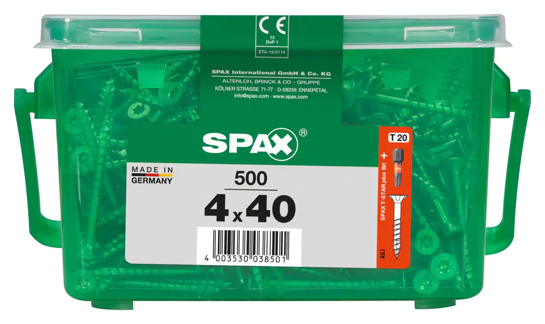 Spax Universalschrauben 4.0 x 40 mm TX 30 - 500 Stk. Spax Universalschrauben 4.0 x 40 mm TX 30 - 500 Stk.