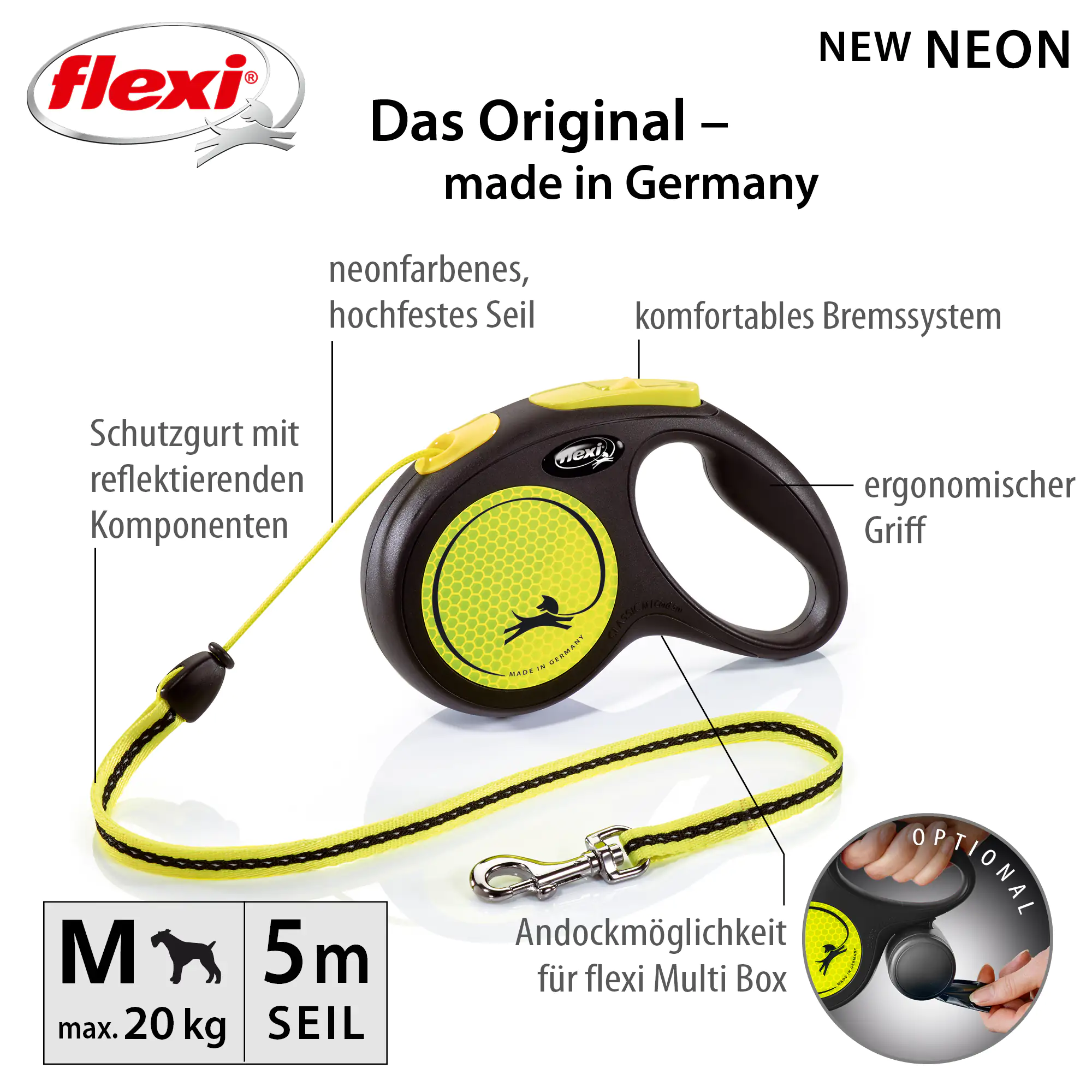 Flexi Hundeleine New Classic M neongelb, Seil Flexi Hundeleine New Classic M neongelb, Seil